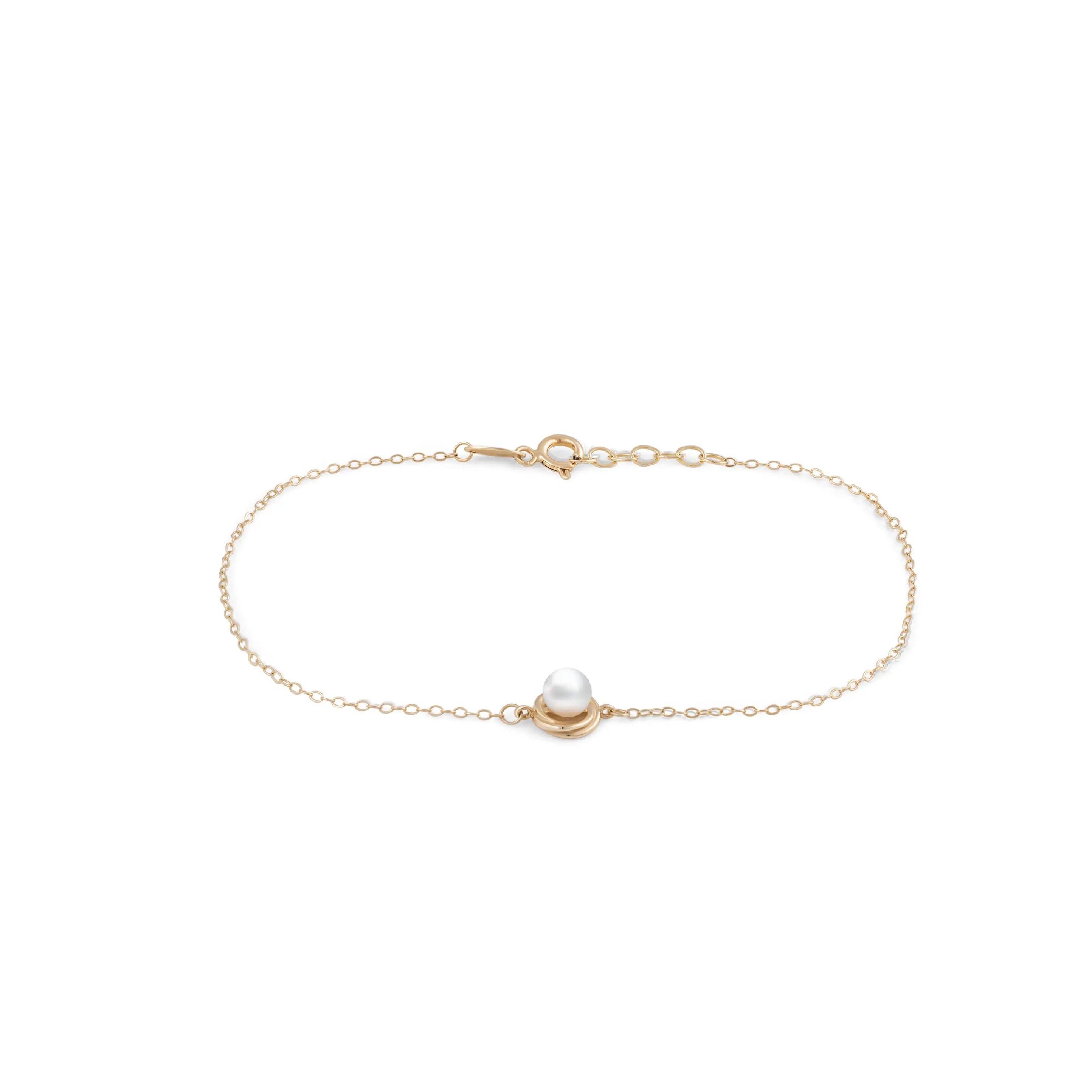 Suzan Gold Charm-Armband 375er Gold Damen Armband – Perlenanhänger, elegant & wasserfest, Gelbgold 375, Länge: 17+2cm, 0,8 Gramm