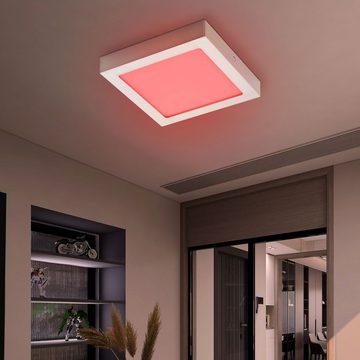 EGLO LED Deckenleuchte, LED-Leuchtmittel fest verbaut, Warmweiß, Farbwechsel, Deckenlampe Wohnzimmerleuchte RGB LED Panel Fernbedienung L 22,5 cm