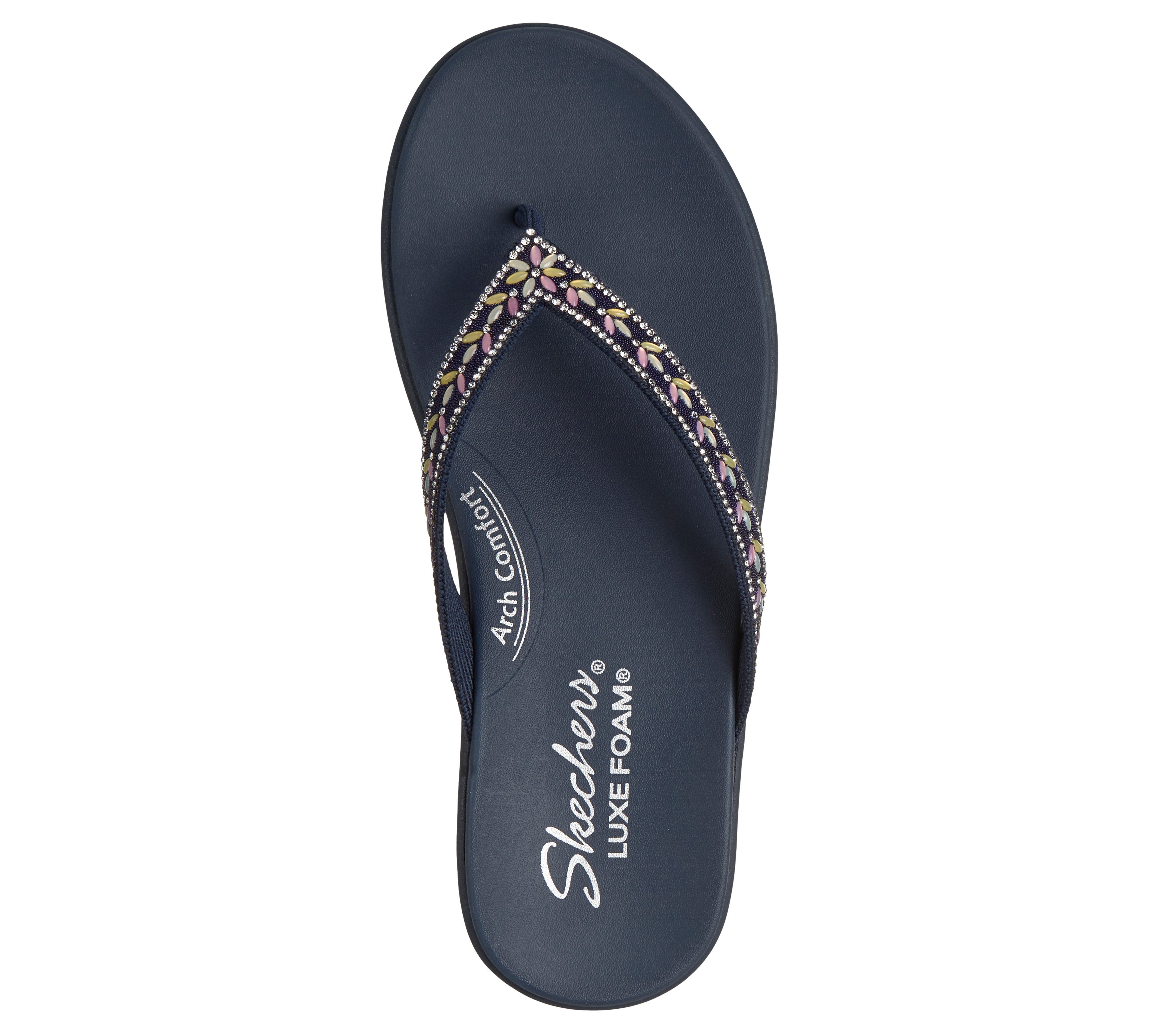 Skechers MEDITATION LUXE- Zehentrenner Strandschuh, Sommerschuh, Badeschuh mit Glitzersteinchen – Bild 5 von 5