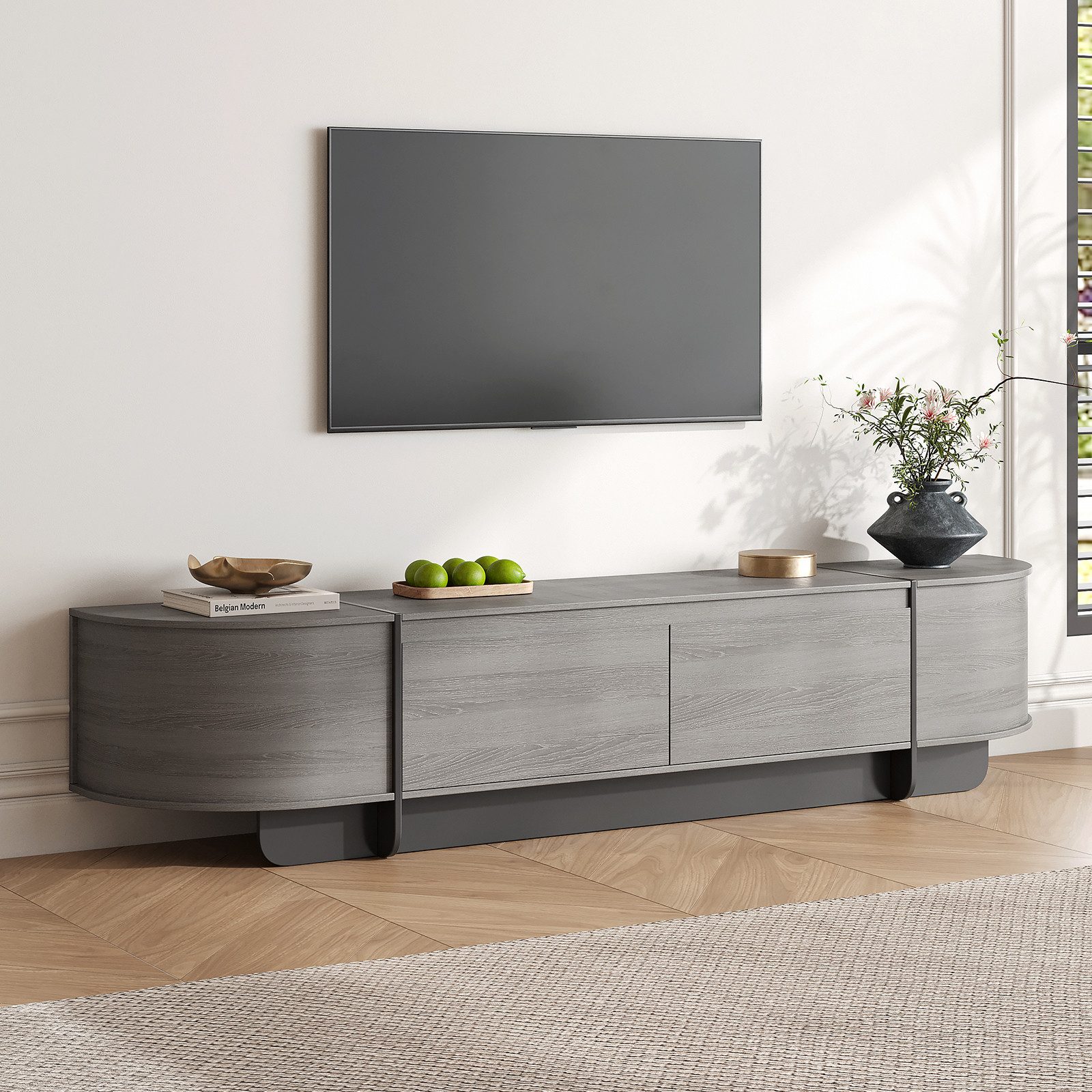 SVEYLXA TV-Schrank für Geräte bis 70 Zoll mit 2 Schubladen im Landhausstil günstig online kaufen