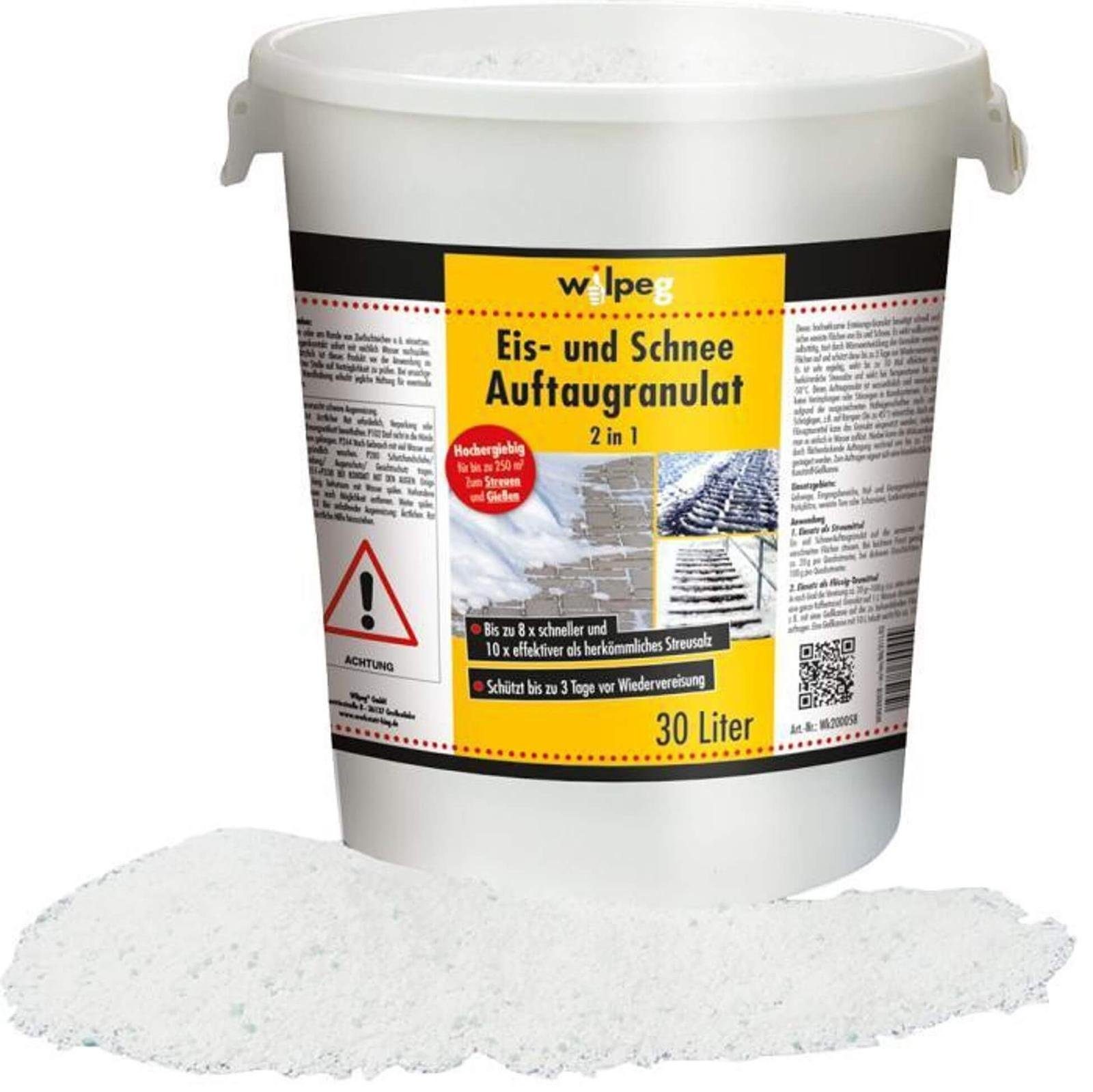 Eis Streusalz, Frost, 30L wilpeg® Schnee Sand Auftaugranulat, Eimer Auftaumittel