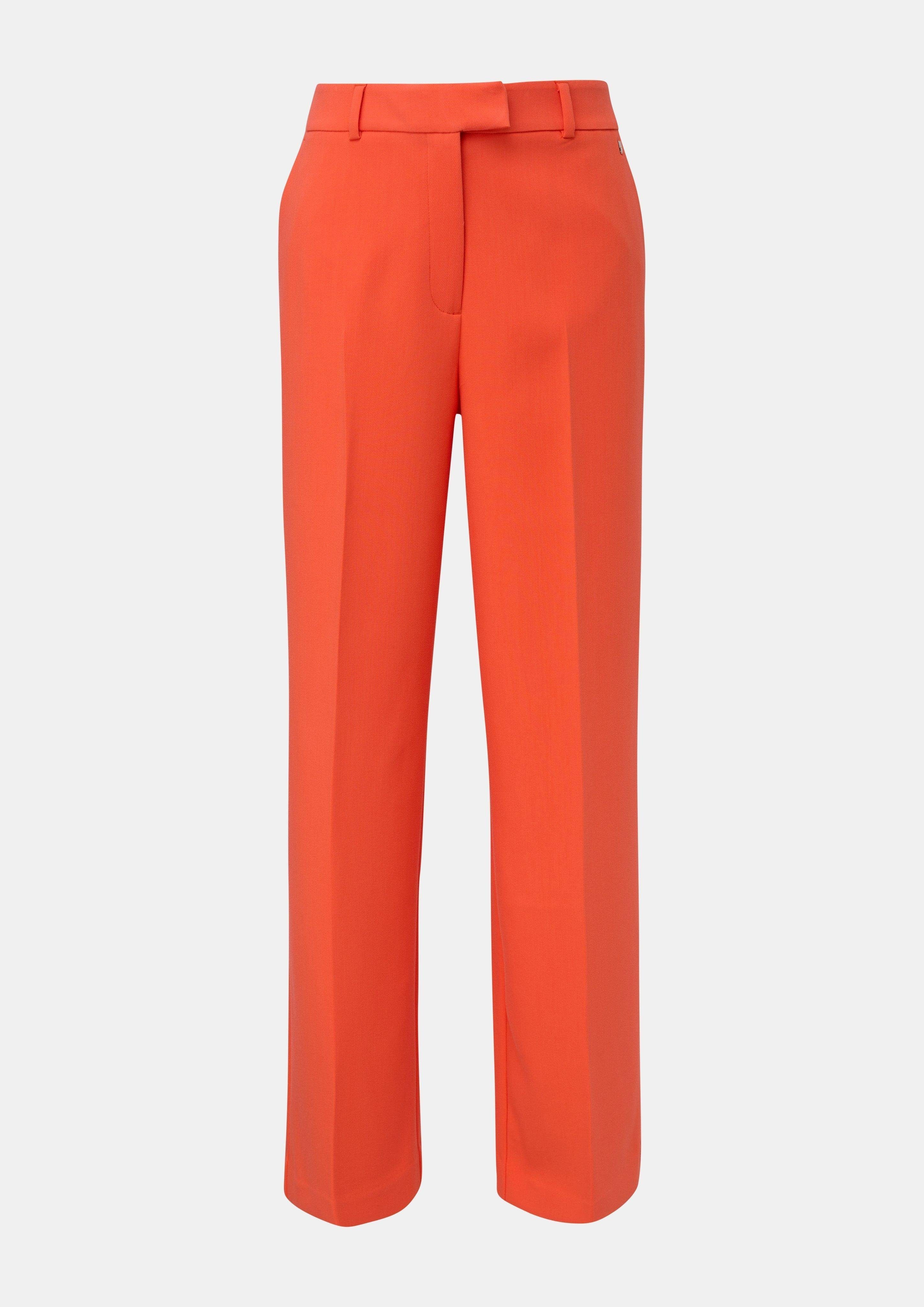 Wide Leg orange Stoffhose mit Twill-Hose Logo Regular: Comma
