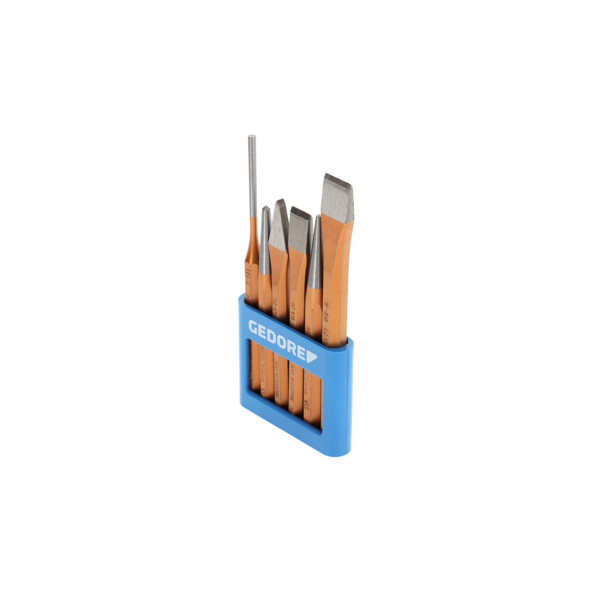 Gedore Beitelsatz Gedore Werkzeugsatz, Set 6-teilig, gefüllt, im PVC-Halter, Meißel, Kör