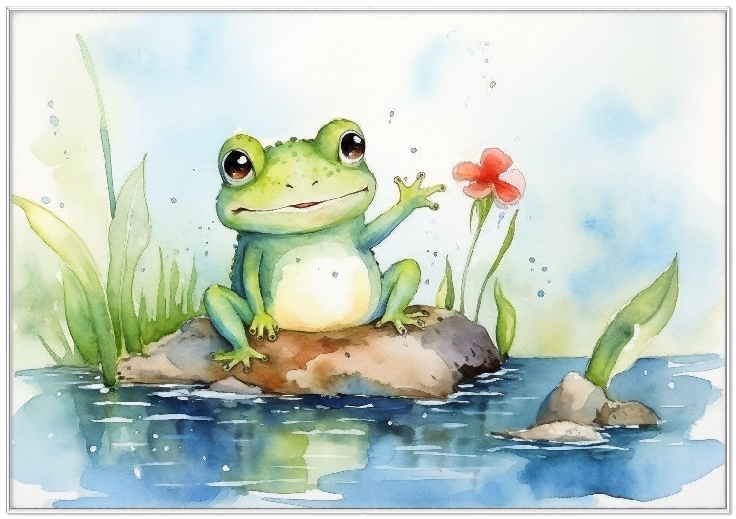 Wallario Poster, Frosch in Aquarell, in günstig online kaufen