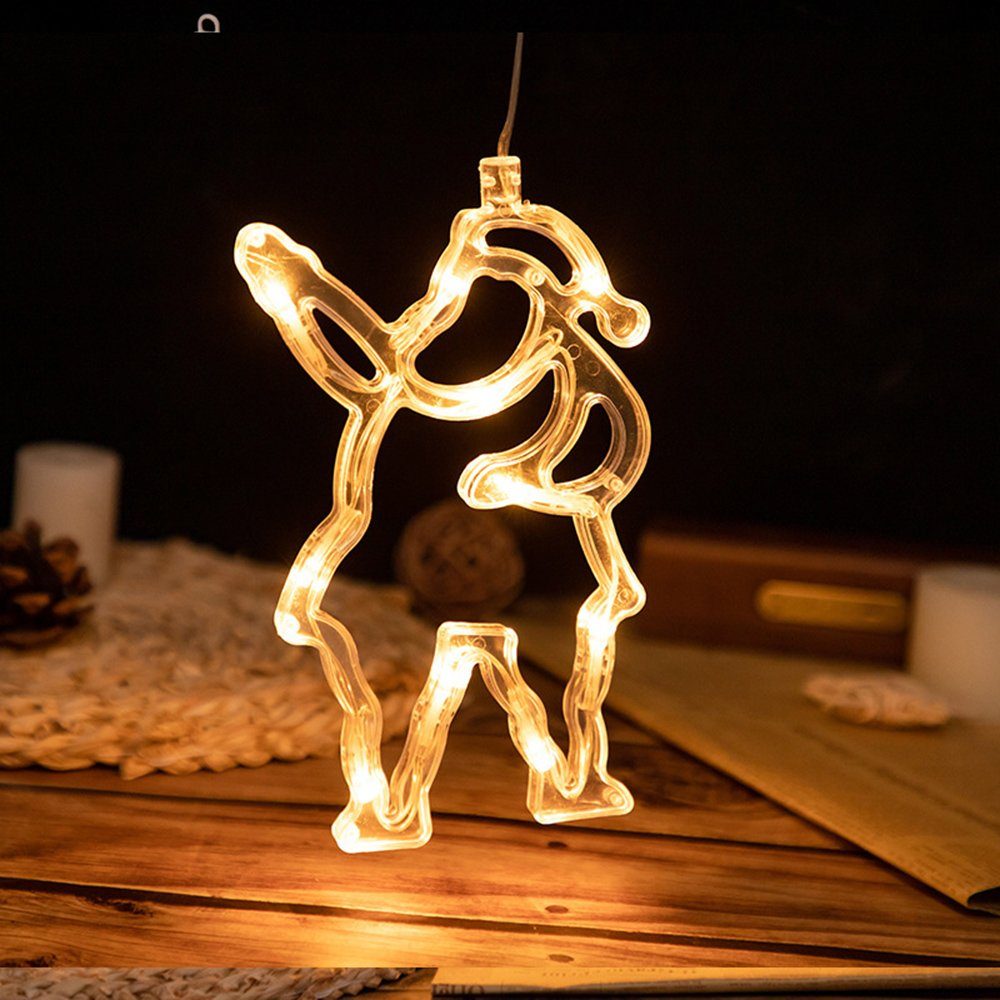 MUPOO LED Dekofigur LED Lichtervorhang Batterie mit Saugnäpfe, LED-Lichterk günstig online kaufen