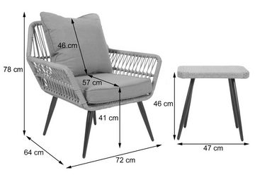 MCW Sitzgruppe MCW-N34, (Set, 3-tlg), Dichte Rattanstreben für mehr Komfort, Hohe Stoffqualität 210g/m²