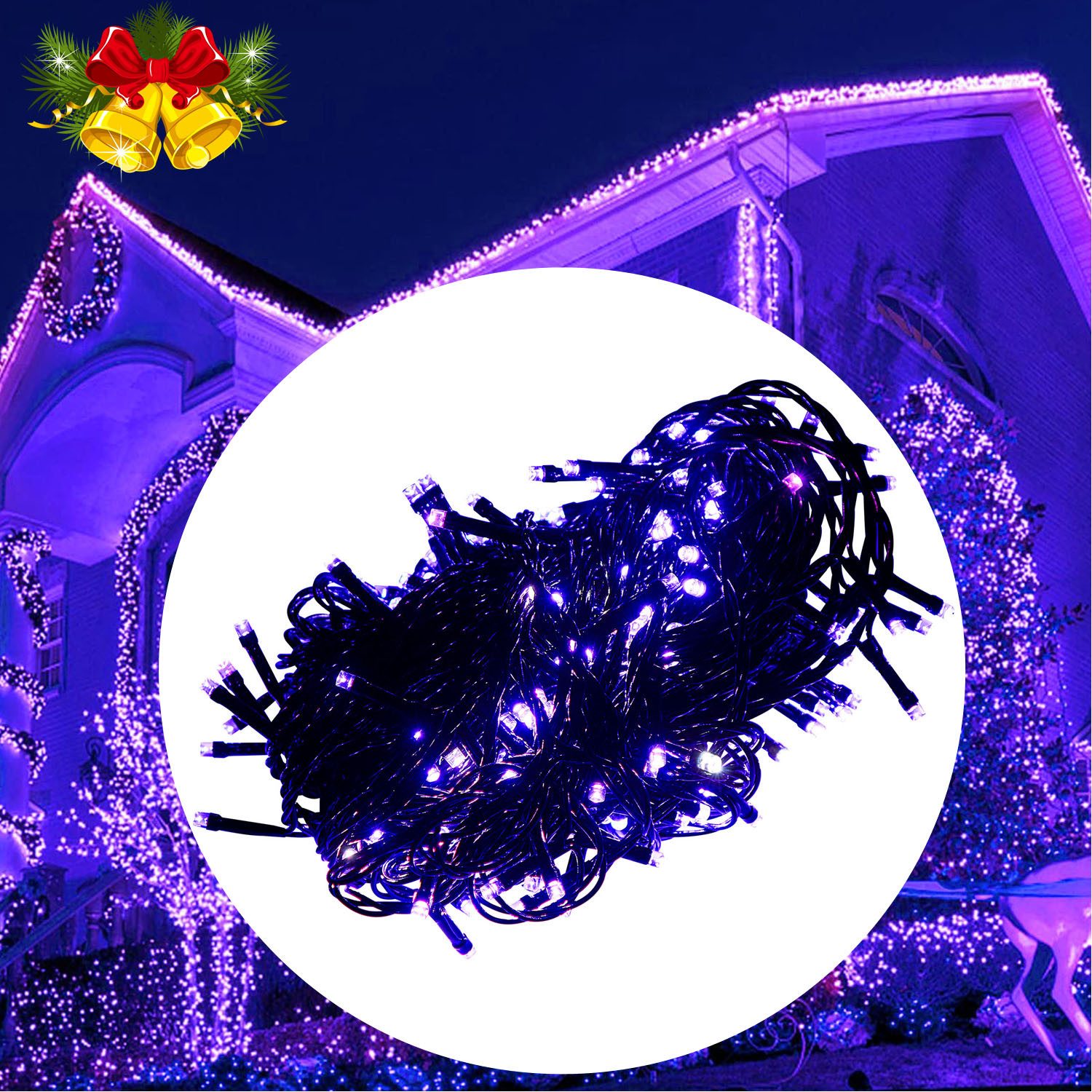 Qualra LED-Lichterkette 20M Weihnachtslichterkette 156/200LEDs Lichterkette Außen, für Weihnachten Party Garten Innen Deko