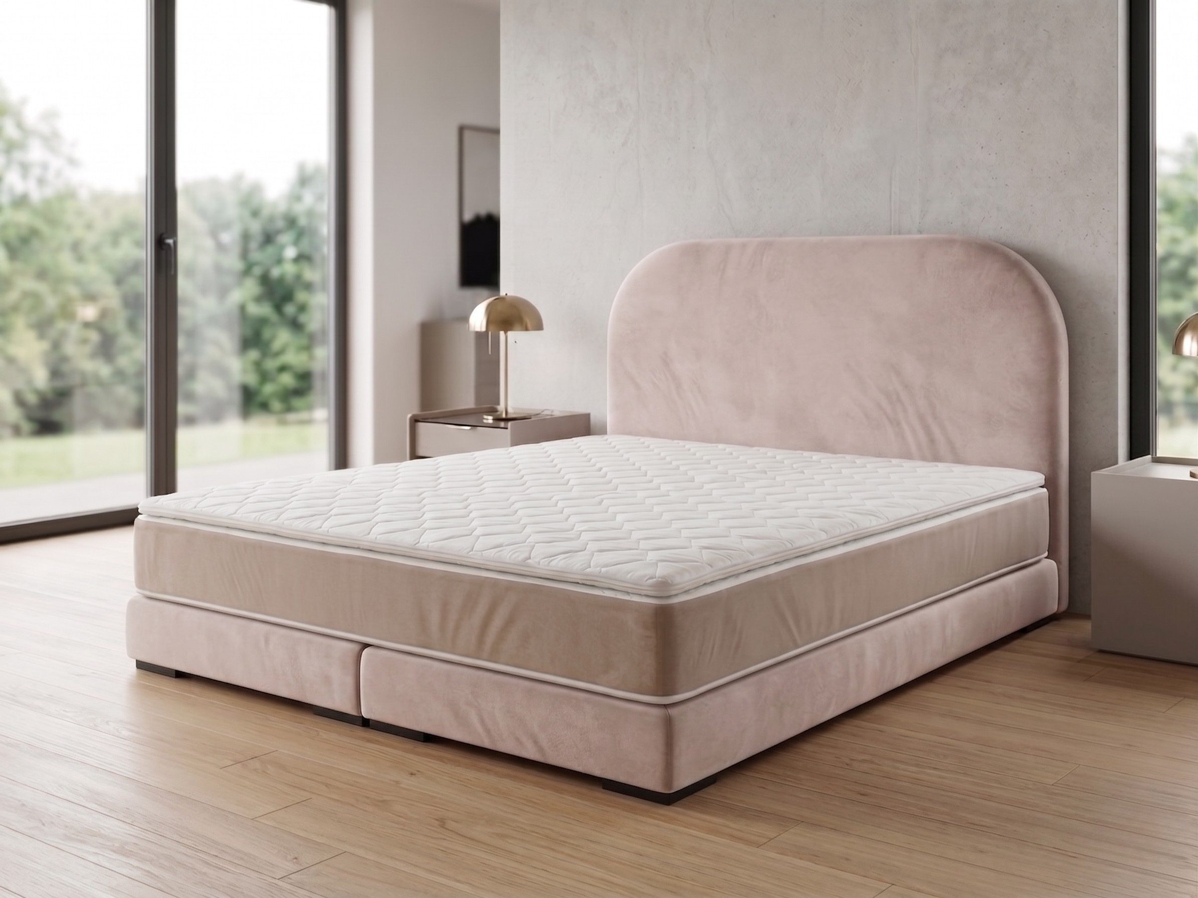 A&J MöbelLand GmbH Polsterbett LEON mit Kopfteil - Stilvolles Bettgestell für Ihr Schlafzimmer (Länge: 209 cm, Höhe Kopfteil: 110 cm, 4 Kopfteil-Varianten, 7 Größen zur Auswahl, Modernes Design, TOP ANGEBOT!, Inklusive Bettgestell), Komplettgestell-Set