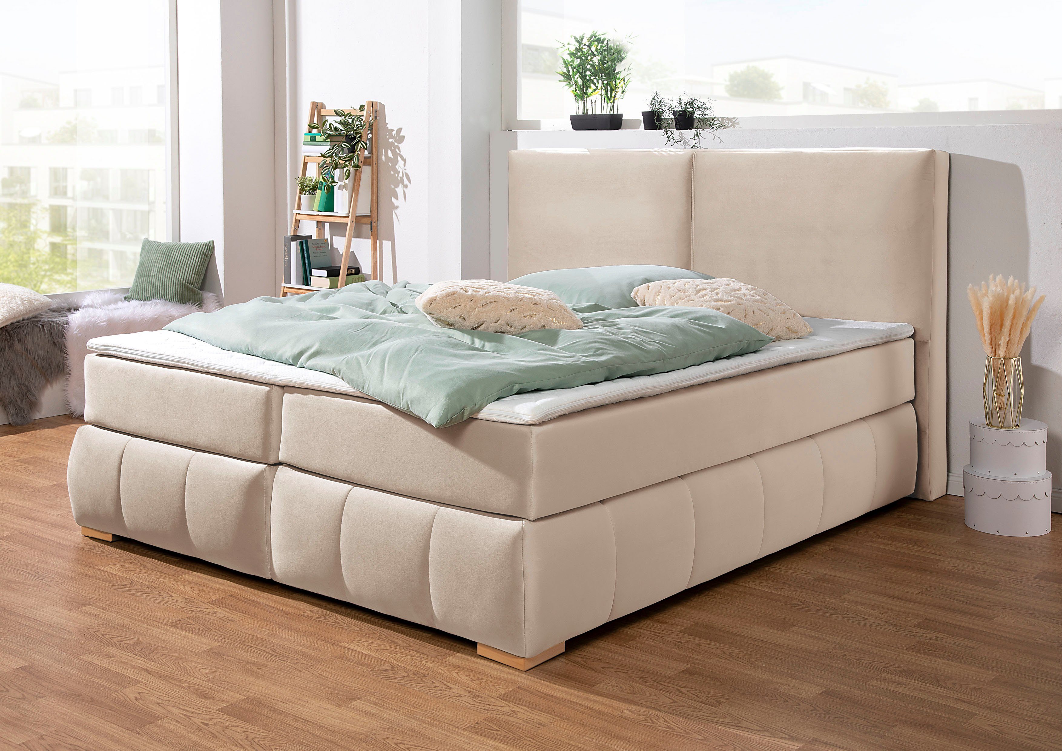 Home affaire Boxspringbett Wehma, inkl. Topper in 3 verschiedenen Matratzen, auch in Samtstoff