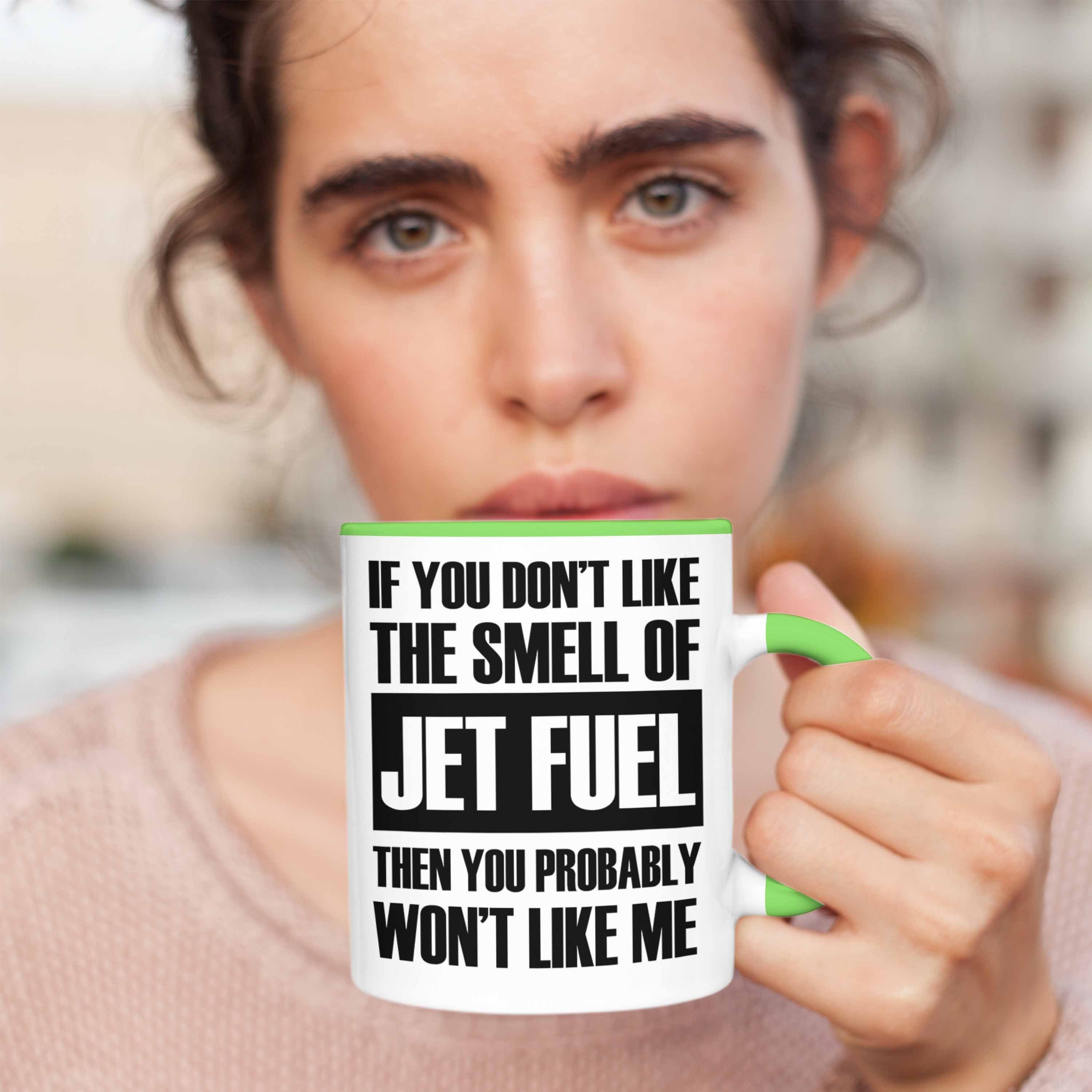 Trendation Spruch Jet mit Tasse Tasse für Fuel Fluglotsen Geschenk Grün