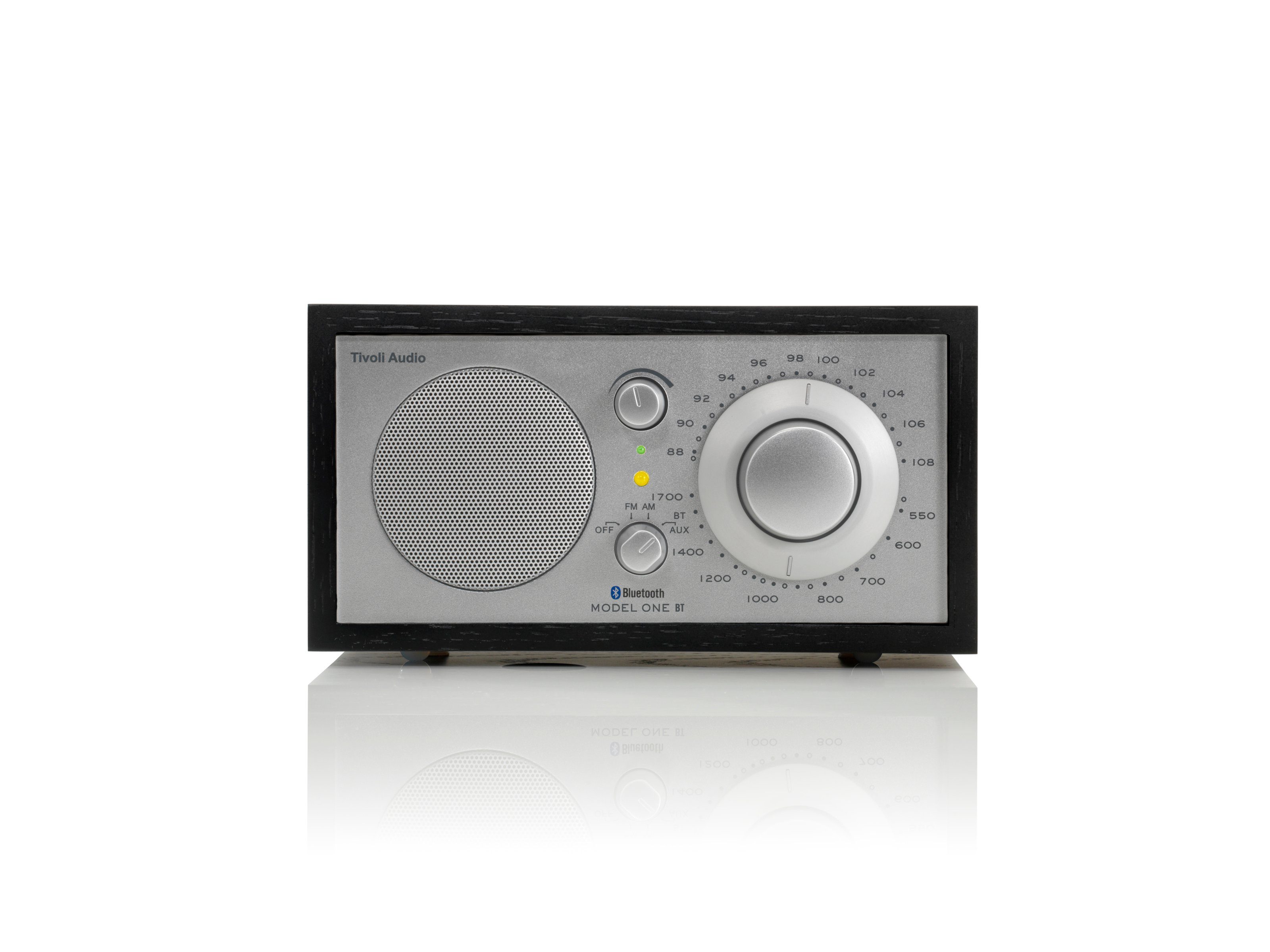 Tivoli Audio Model One BT UKW-Radio (FM-Tuner, Retro-Optik, Bluetooth, Echtholz-Gehäuse, Tisch-Radio, Küchen-Radio) Schwarz/Silber