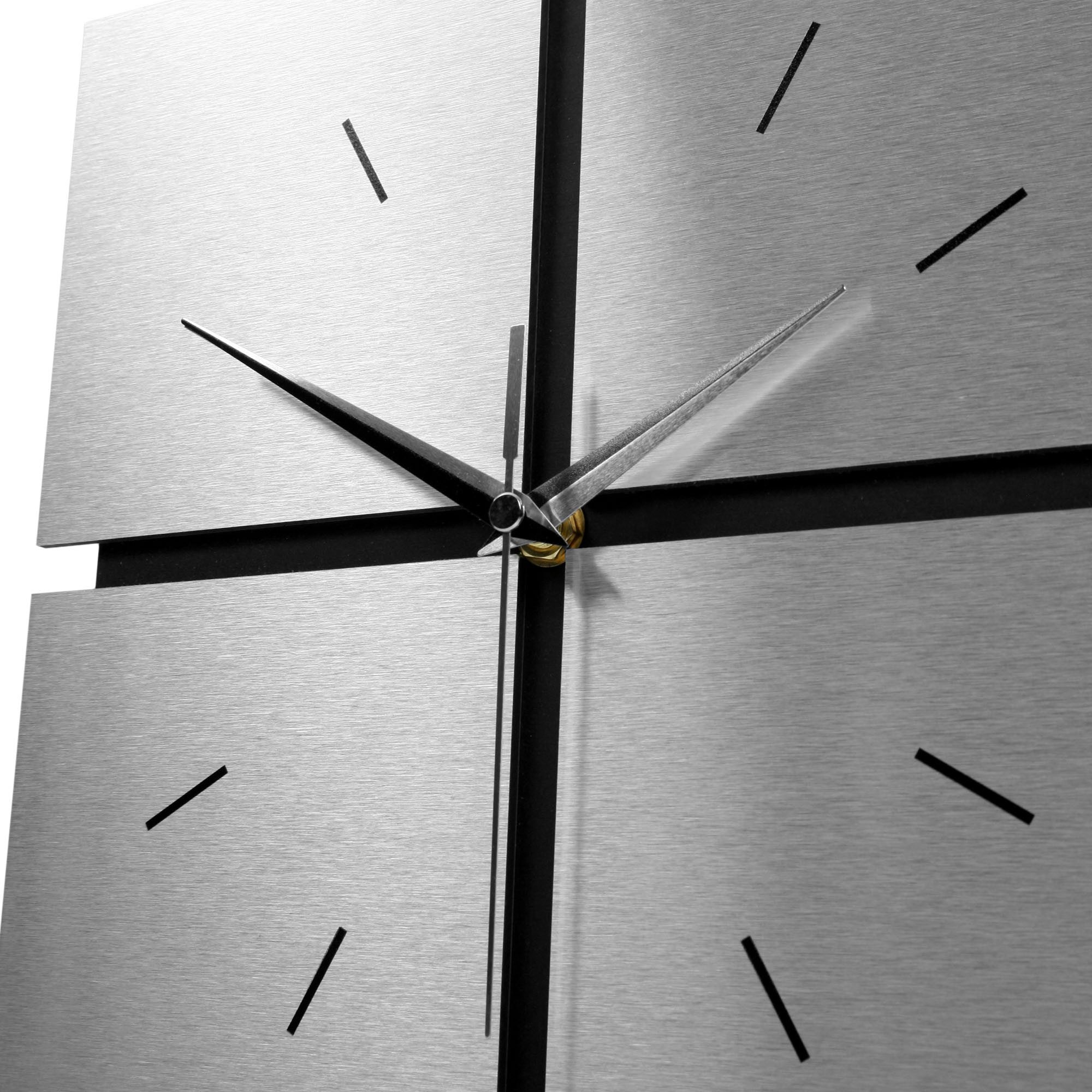 Kreative Feder Standuhr Standuhr „Silver Squares“ aus Holz, schwarze Tisch-Uhr in modernem Metallic-Look; Größe ca. 28x30x5cm