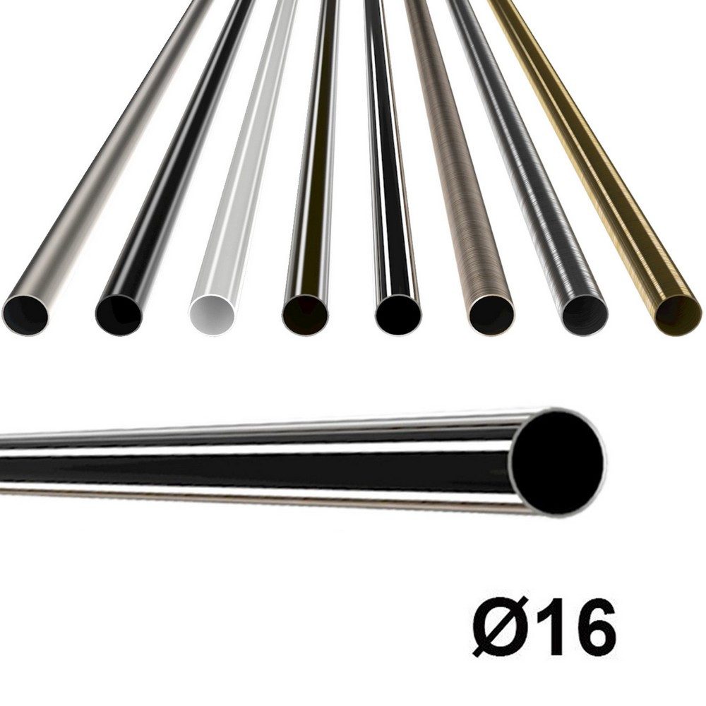 MDEKOR Gardinenstange Gardinenrohr aus Metall – Stahlrohr für Stangen Ø 16, 19 & 25 mm, Ø 16 mm Edelstahl, Länge 120 cm
