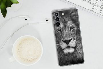 MuchoWow Handyhülle Tierprofil Persischer Löwe in schwarz und weiß, Phone Case, Handyhülle Samsung Galaxy S21 Plus, Silikon, Schutzhülle