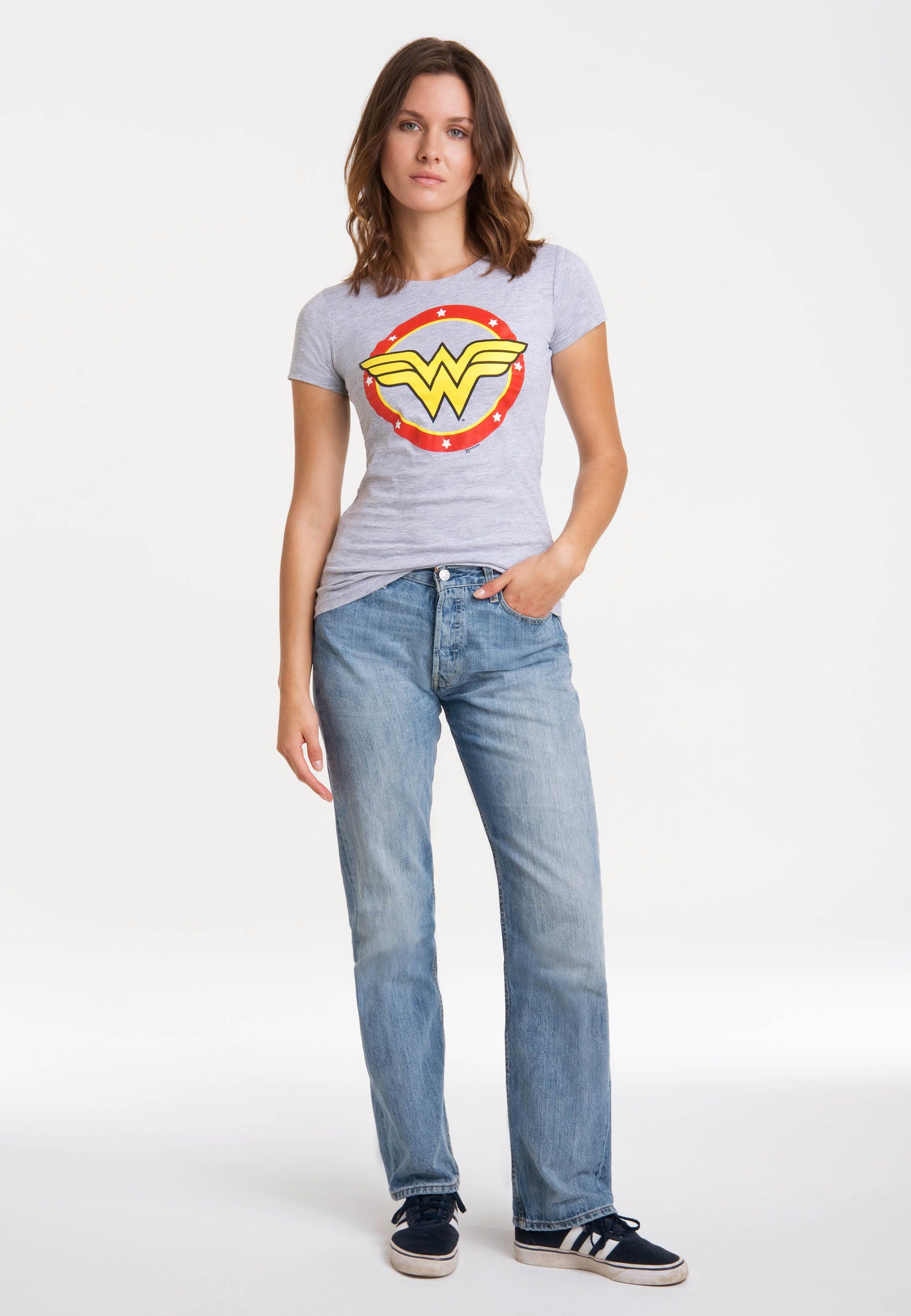LOGOSHIRT T-Shirt Wonder Woman Circle Logo mit lizenziertem Print