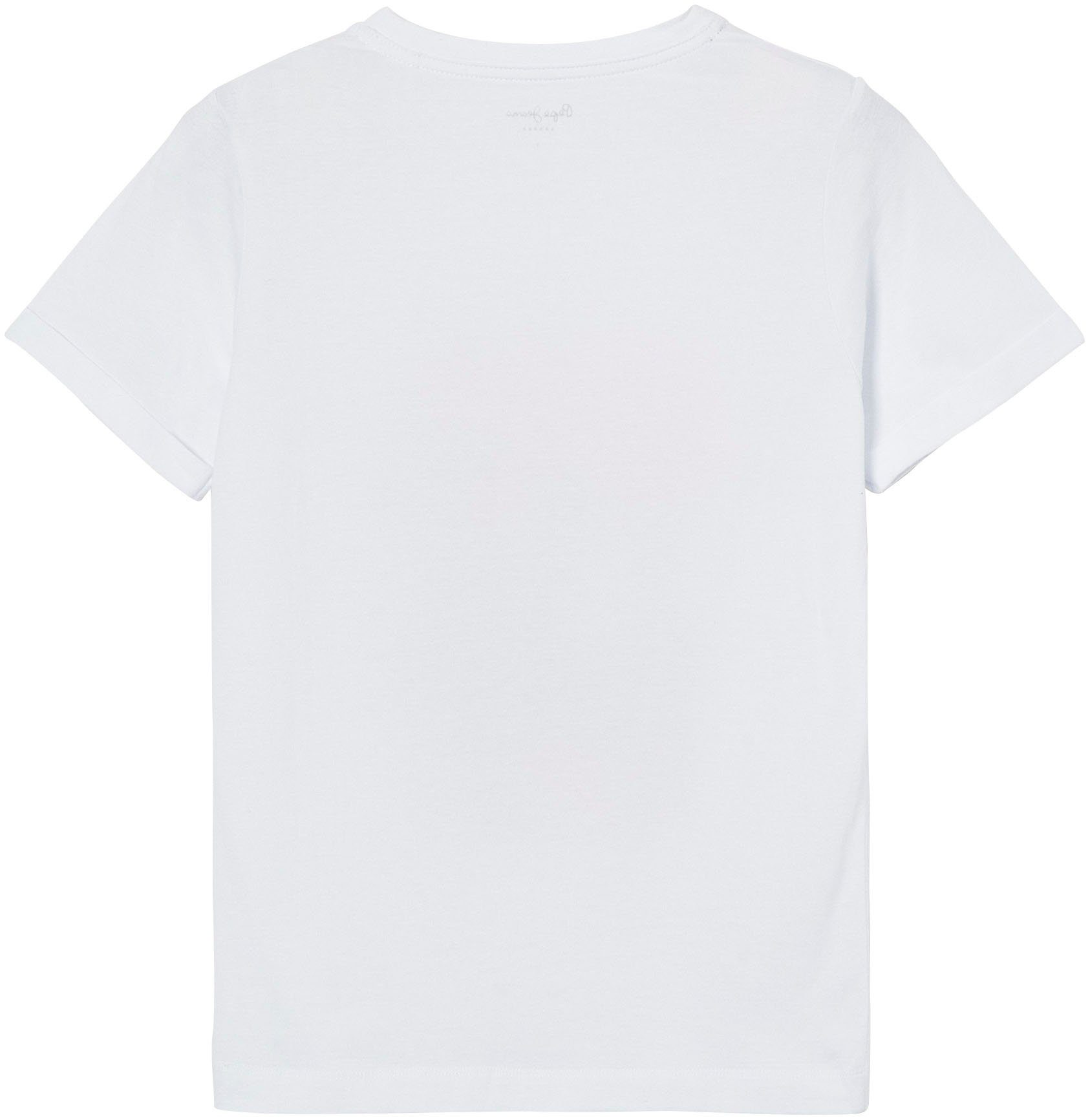 Pepe markentypischem Frontprint in T-Shirt Passform tollem und mit Jeans oversized 800WHITE