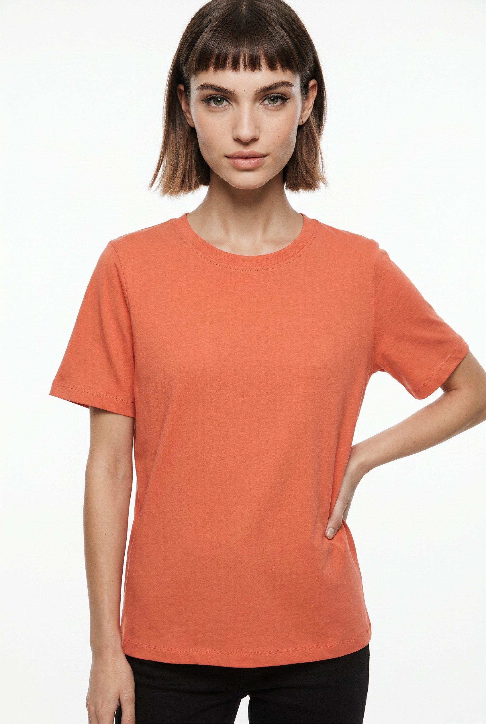 Vero Moda Kurzarmshirt VMPAULINA SS T-SHIRT GA JRS NOOS Baumwolle, regular fit