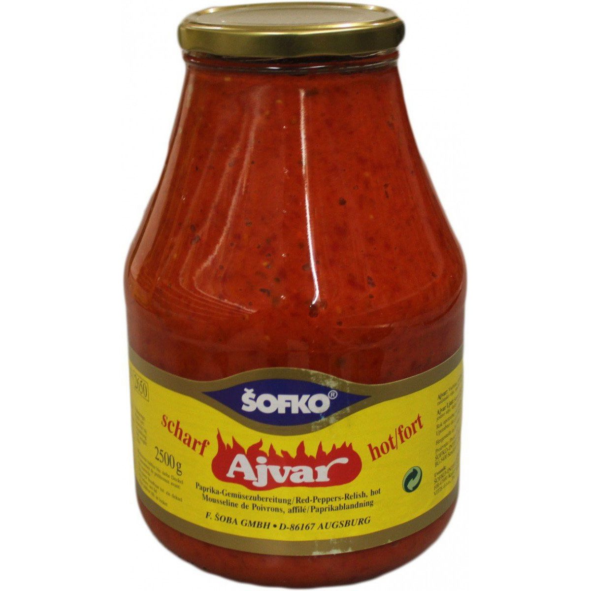 SOFKO Gemüsekonserve, Sofko Ajvar Paprika und Aubergine Gesmüsezubereitung scharf 2500ml