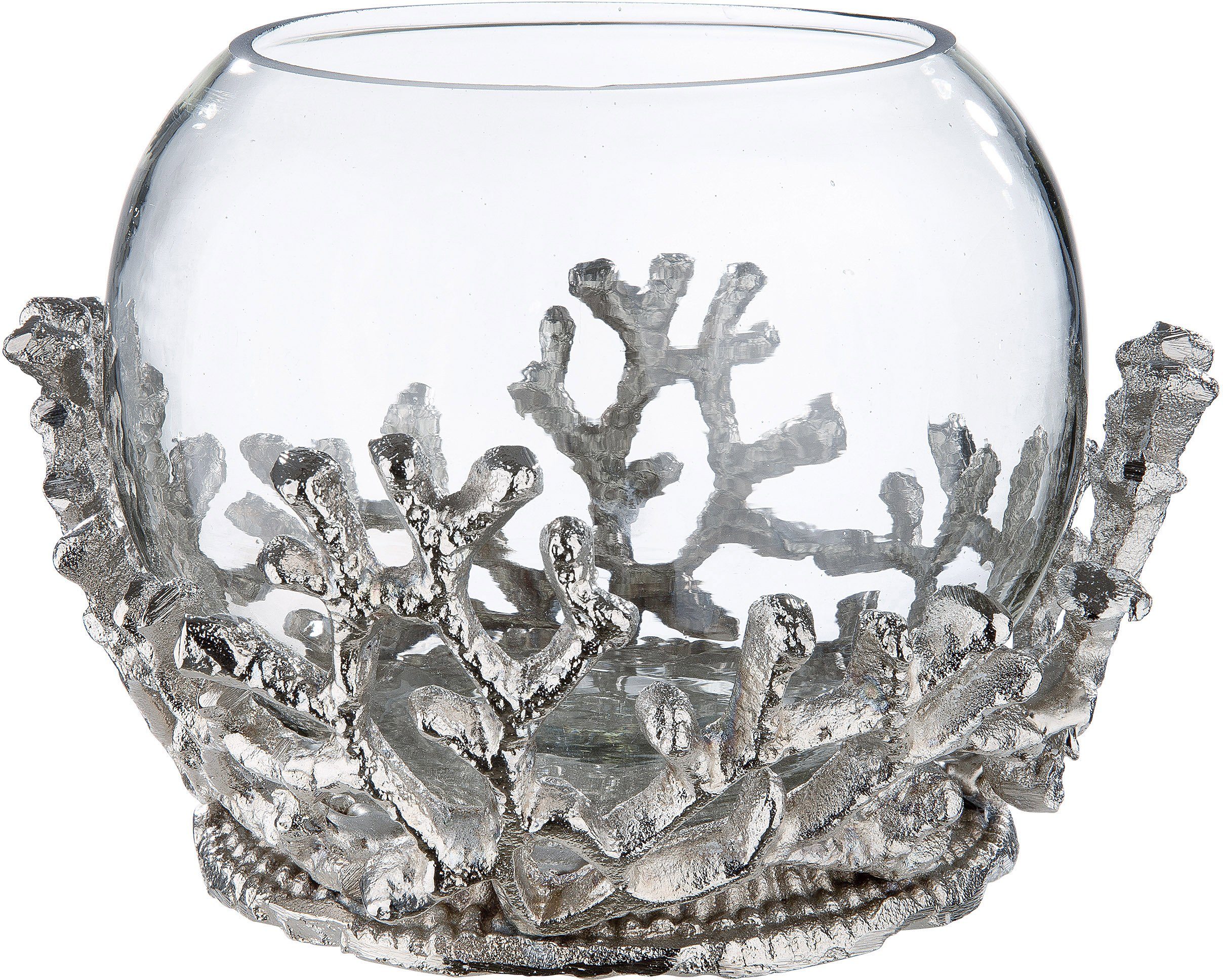 GILDE Windlicht Koralle, Weihnachtsdeko Aluminium (1 Glas und aus St)