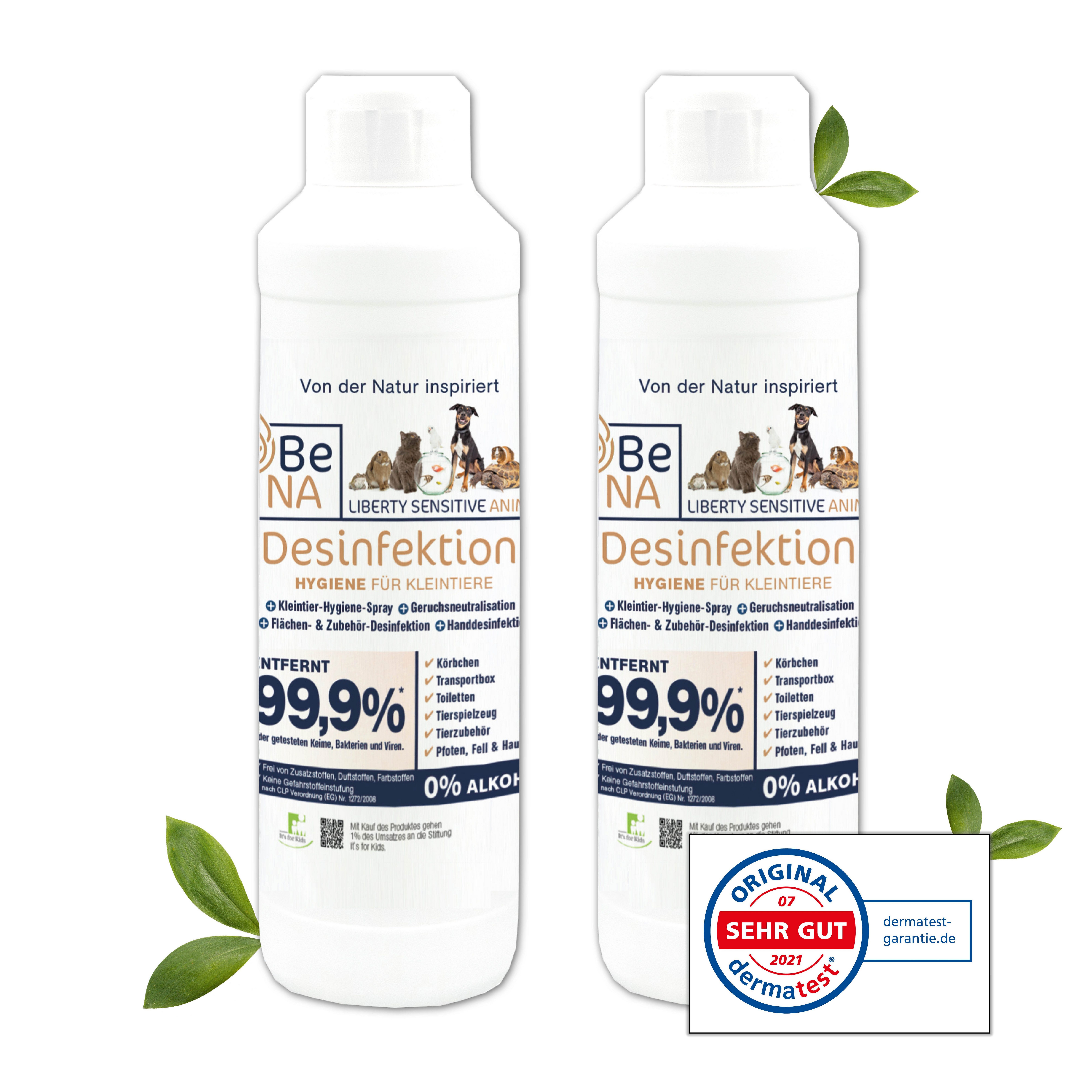 BeNA – Desinfektion OHNE ALKOHOL für Katzen, Hunde & Kleintiere, 250 ml, Reinigungsspray (Desinfektionsmittel Katzen # Hygiene Spray Hund # Made in Germany)