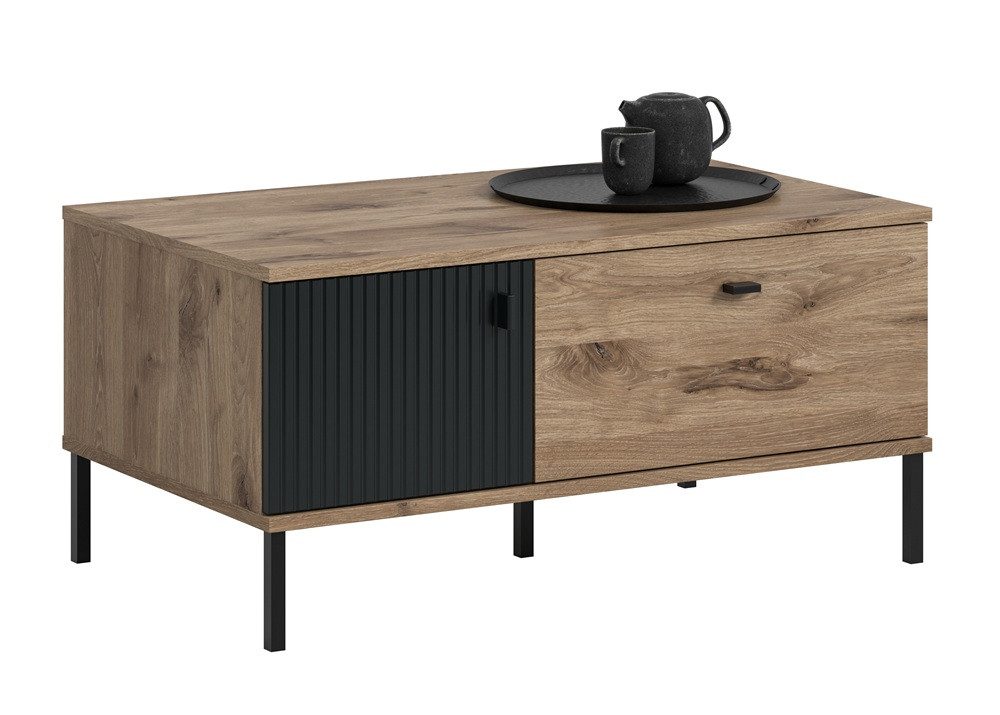 xonox.home Couchtisch Couchtisch Chess, Nox Oak / schwarz (no-Set), Breite 100 cm