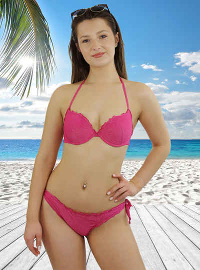 Miss Beach Bügel-Bikini-Top Lurex, leicht wattiert, Glitzer Bikini-Oberteil