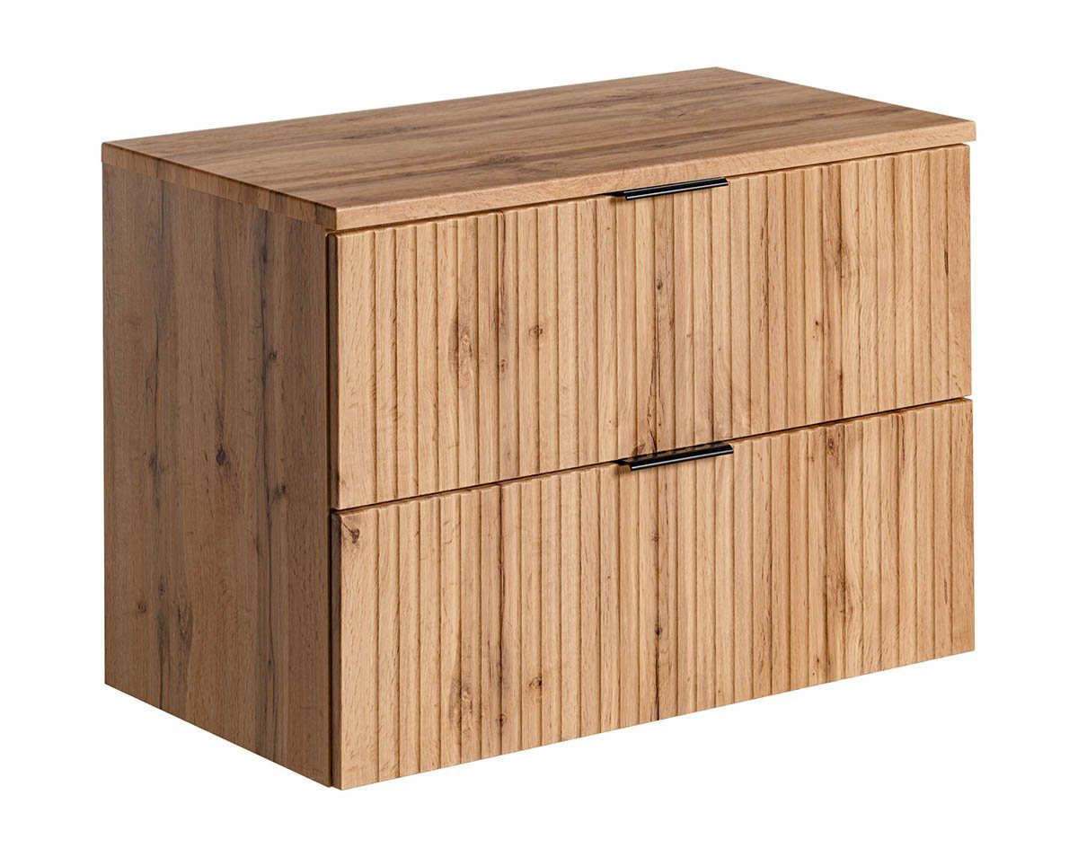 einfachgutemoebel Waschtisch-Set Badezimmer Waschplatz Portree 80cm, Oberplatte oak, Wotan-Eiche, (Badmöbel Set, 1-St., Waschtisch Unterschrank)