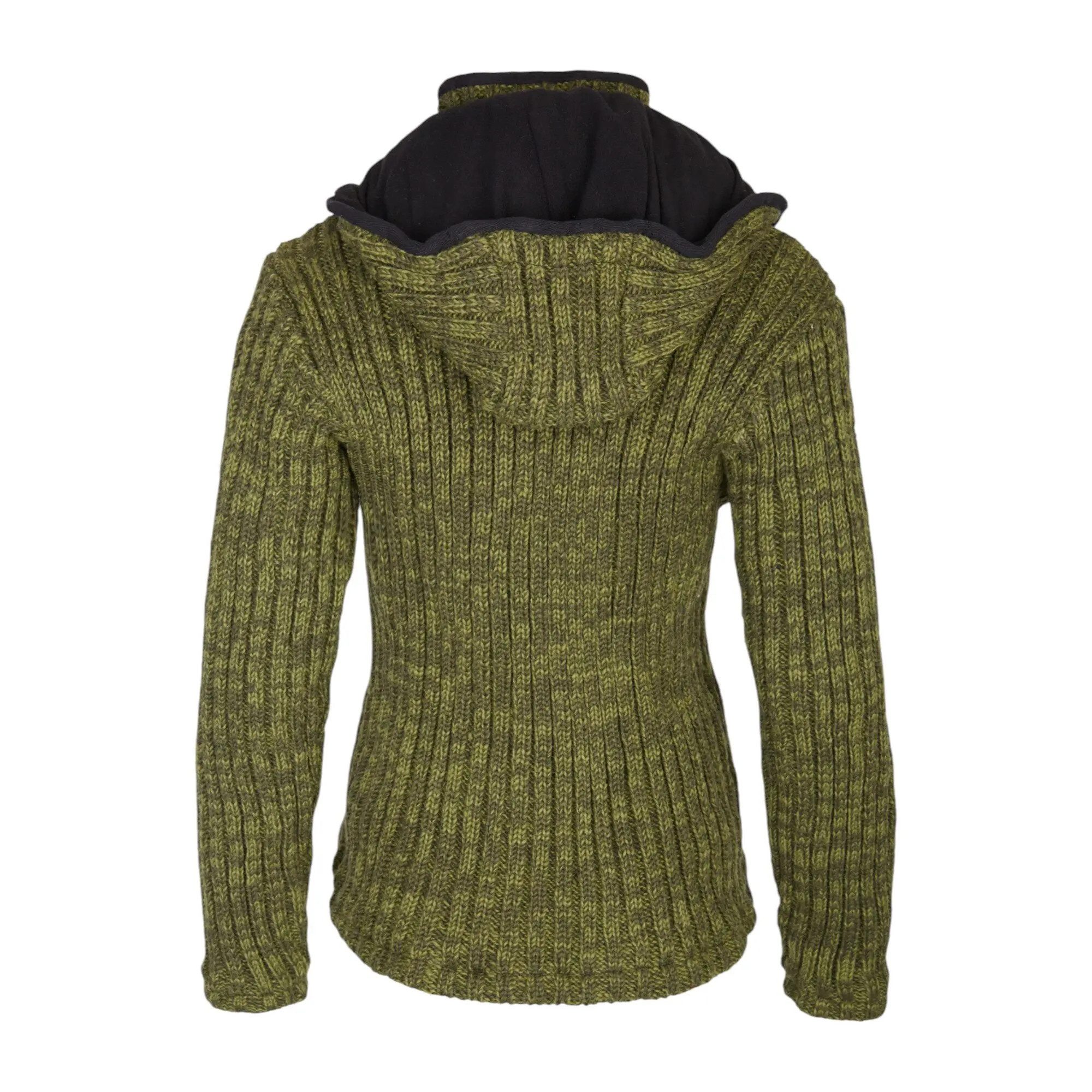 THC Natural Line Strickjacke THC Schafwollstrickjacke grün 720 (1 Stück, 1-tlg., 1 Stüpck) Strickjacke mit abnehmbarer Kapuze