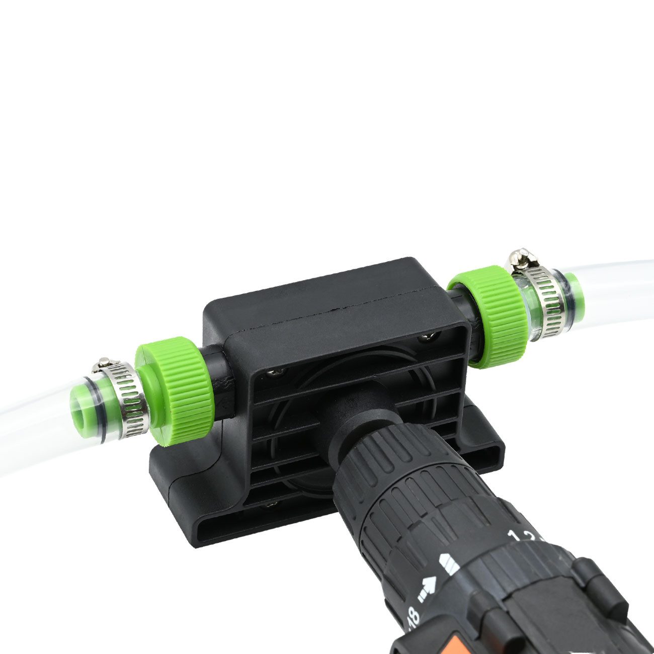 Casativo Wasserpumpe Bohrmaschinenpumpe 1200L/h, inkl. Klick-Adaptern & Schellen (2-tlg), Ideal fürs Camping und zum Befüllen von Pools