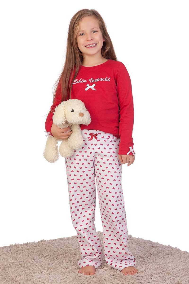 Louis & Louisa Pyjama Schlafanzug Kinder - SCHÖN VERPACKT - rot