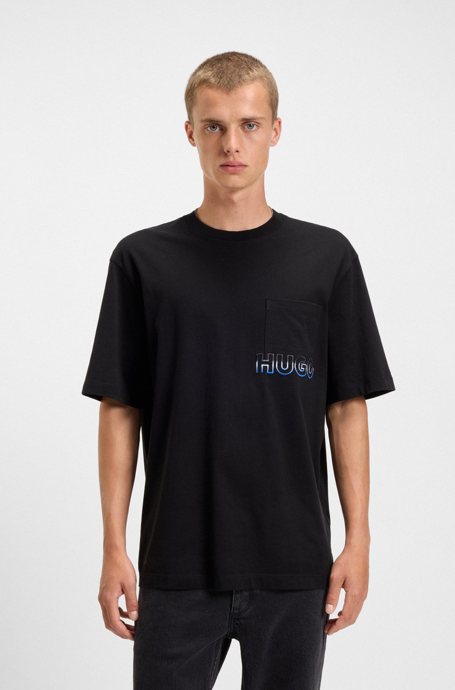 HUGO Blue T-Shirt Nogoste Rundhalsausschnitt, regular fit, Brusttasche