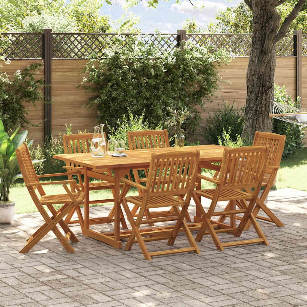 vidaXL Garten-Essgruppe 7-tlg. Garten-Essgruppe 180x90x75 cm Massivholz, (6-tlg)