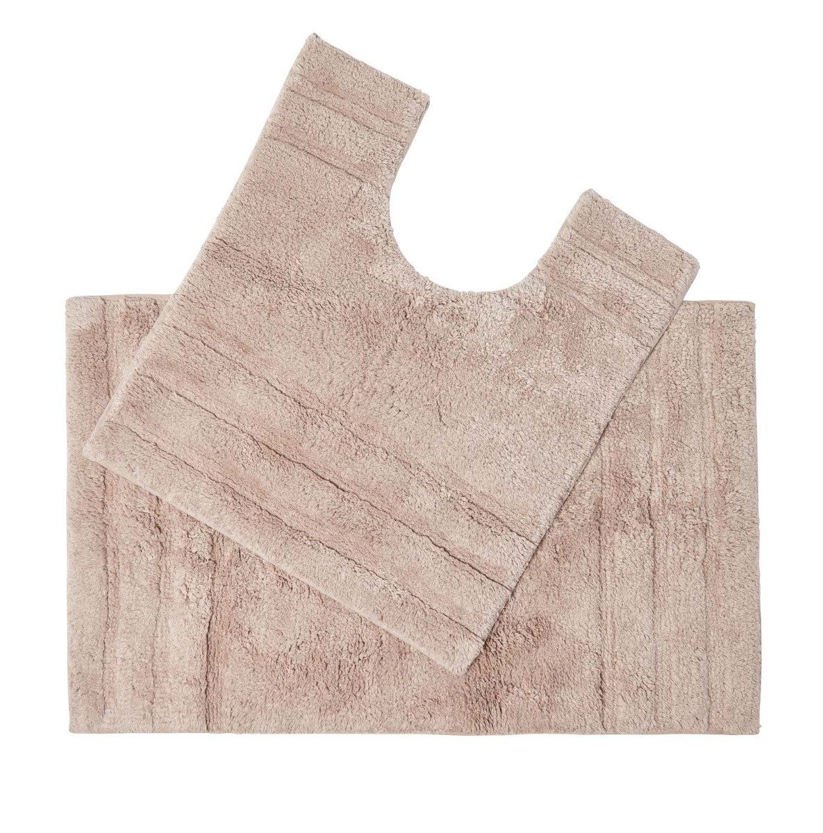 Homescapes Badematte Badematten Set 2tlg Spa Surpreme Beige, Höhe 30 mm, Badematte - 50x80 cm, WC Vorleger - 50x55 cm