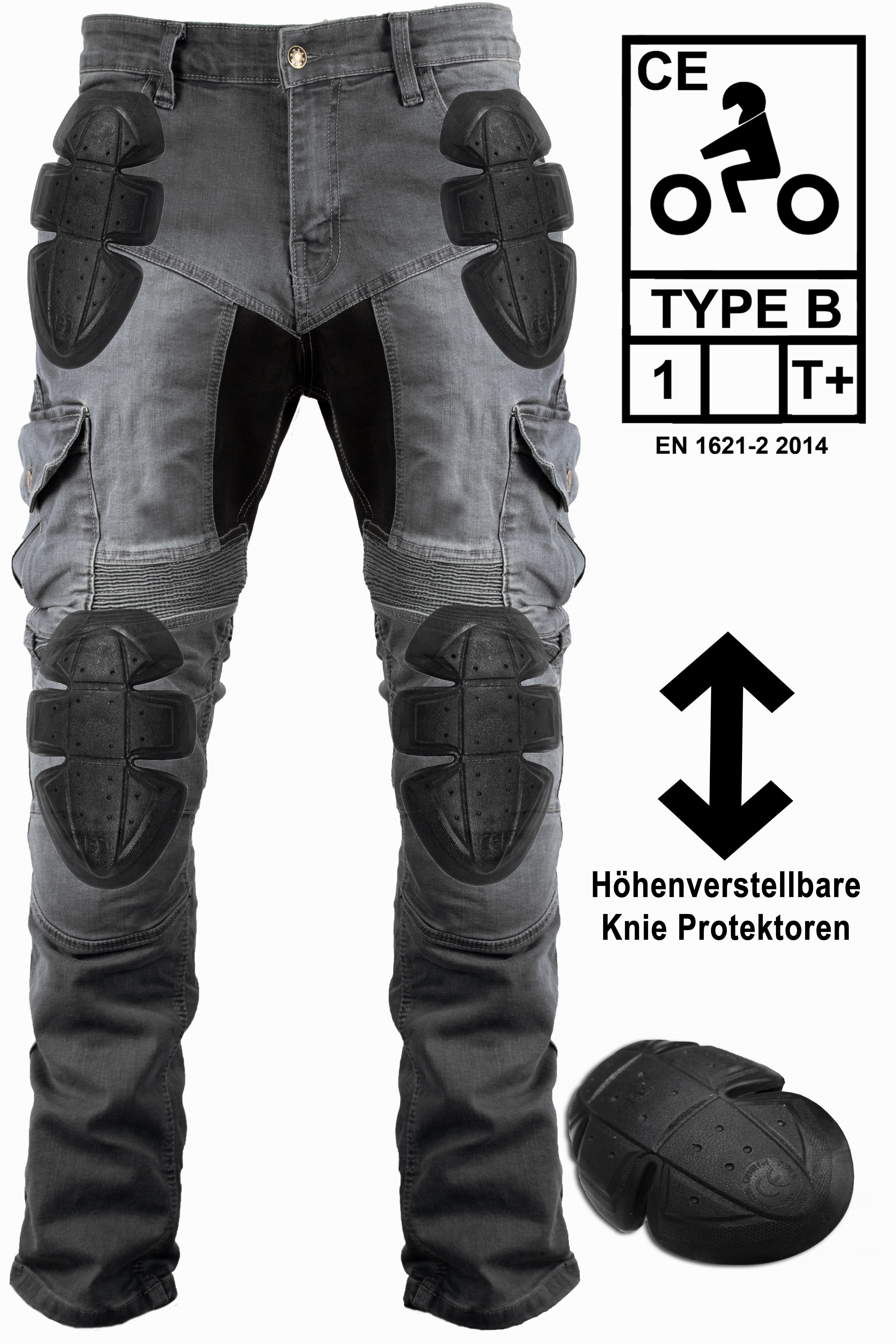 MDM Motorradhose Herren Motorrad Jeans mit Protektoren, Cargo Biker Hose – Bild 5 von 5