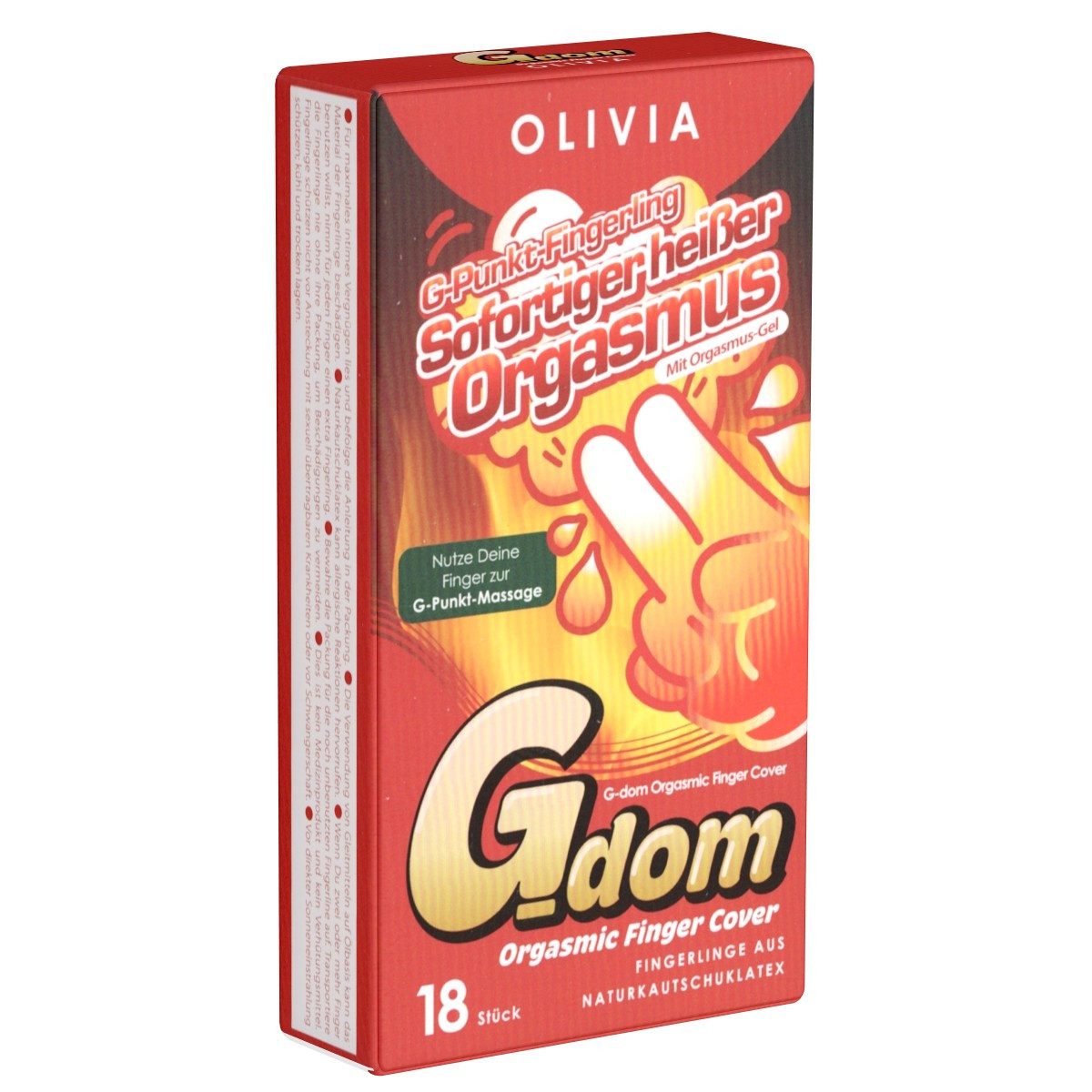 Olivia Kondome G Dom Orgasmic Packung, 18 St., Fingerlinge, wärmende Fingerkondome mit Orgasmus-Gel