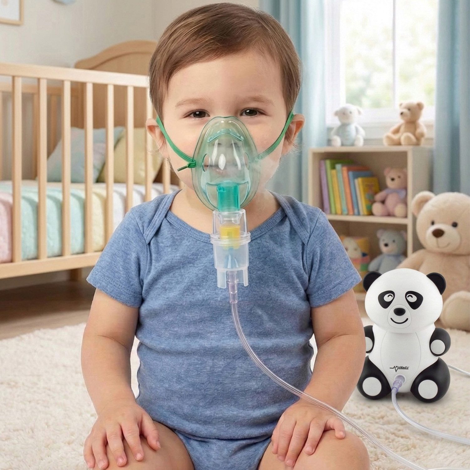 Promedix Inhalationsgerät PR-812, Inhaliergerät Set für Kinder Panda