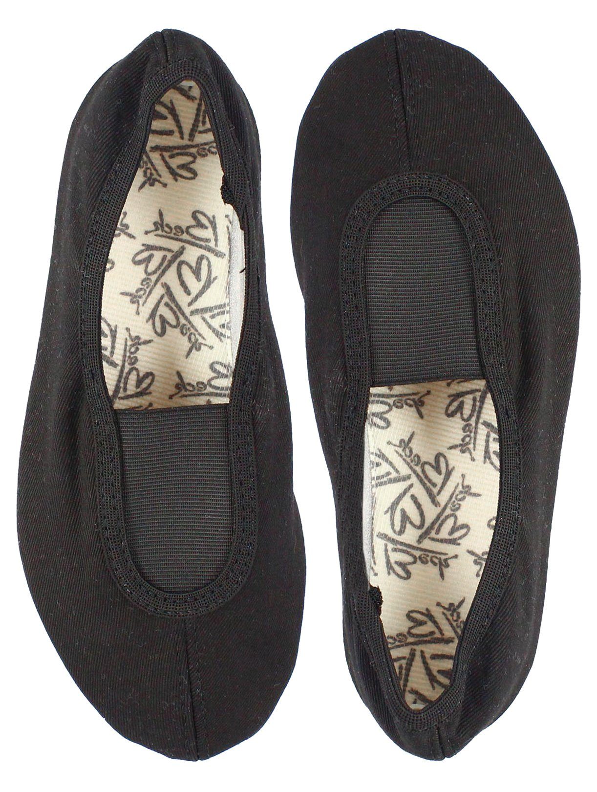 Schläppchen mit Ristgummi, Baumwolle, Gummisohle Gymnastikschuh