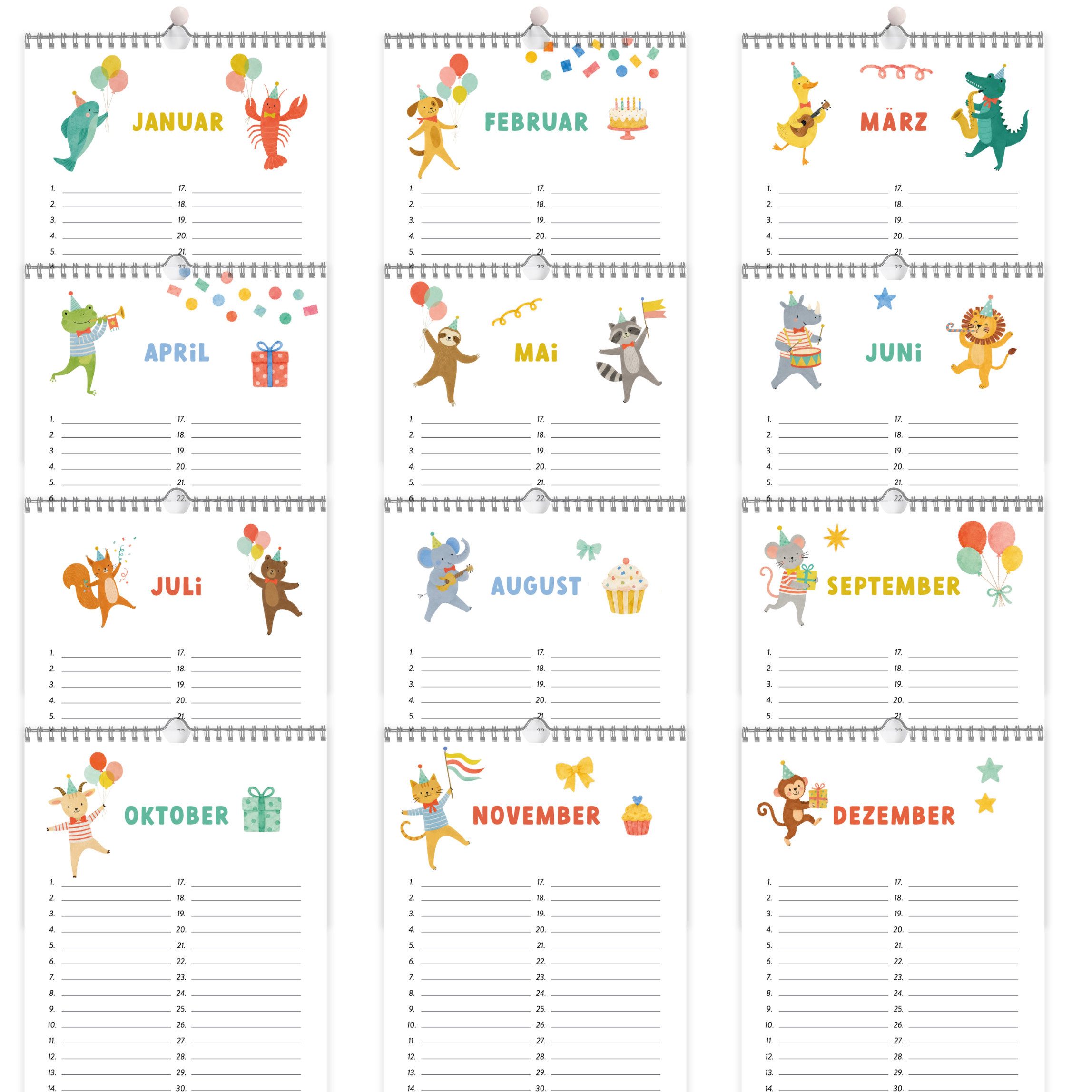 heaven+paper Familienkalender Geburtstagskalender DIN A5 für Kinder immerwährend, Hergestellt in Deutschland
