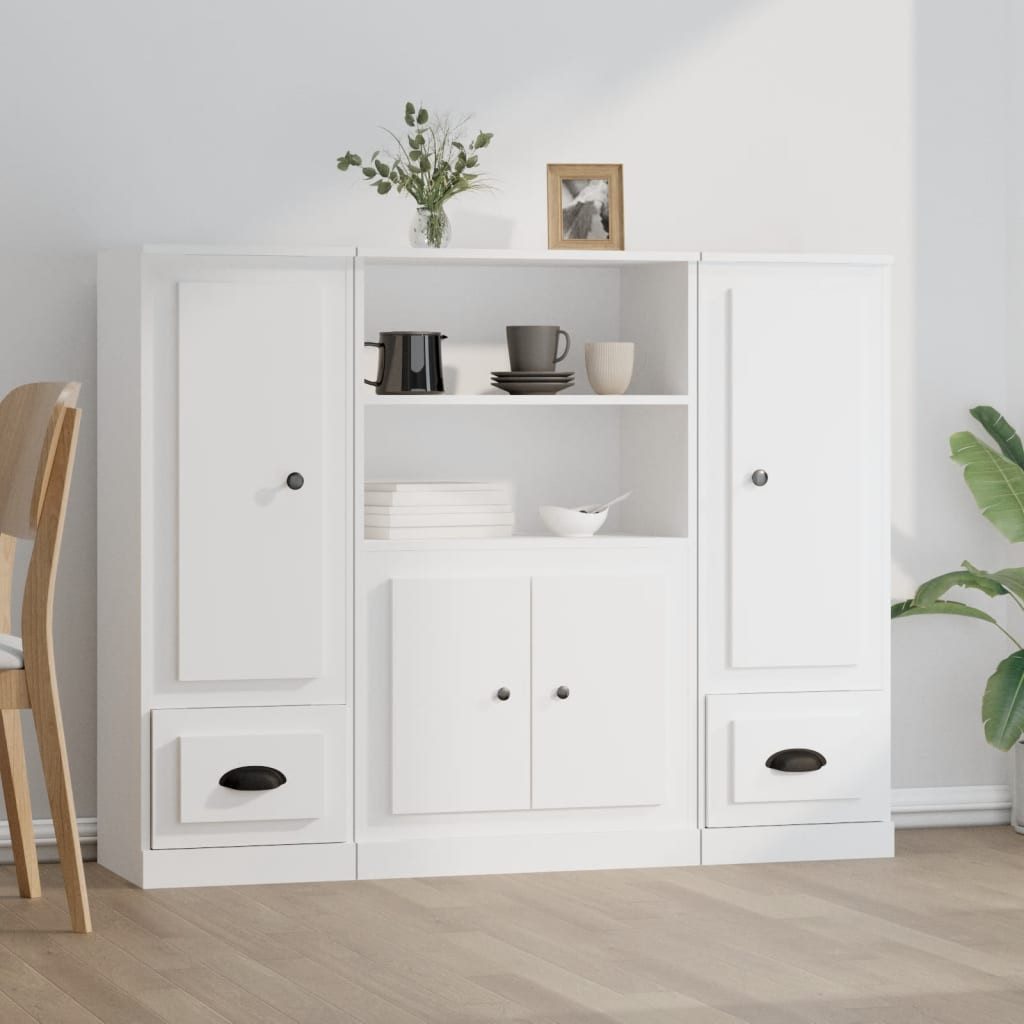 vidaXL Highboard 1035 cm Highboards 3 teilig Weiß Spanplatte