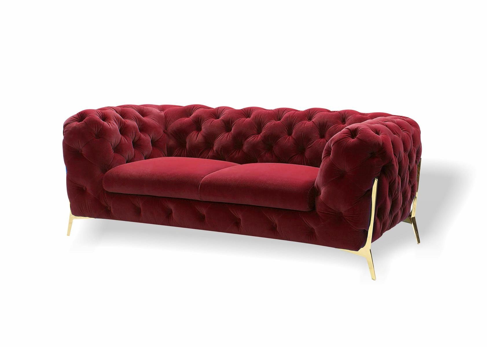 JVmoebel 2-Sitzer Sofa 2 Sitzer Klassische Chesterfield Sofas Couchen Polster, Made in Europa Rot