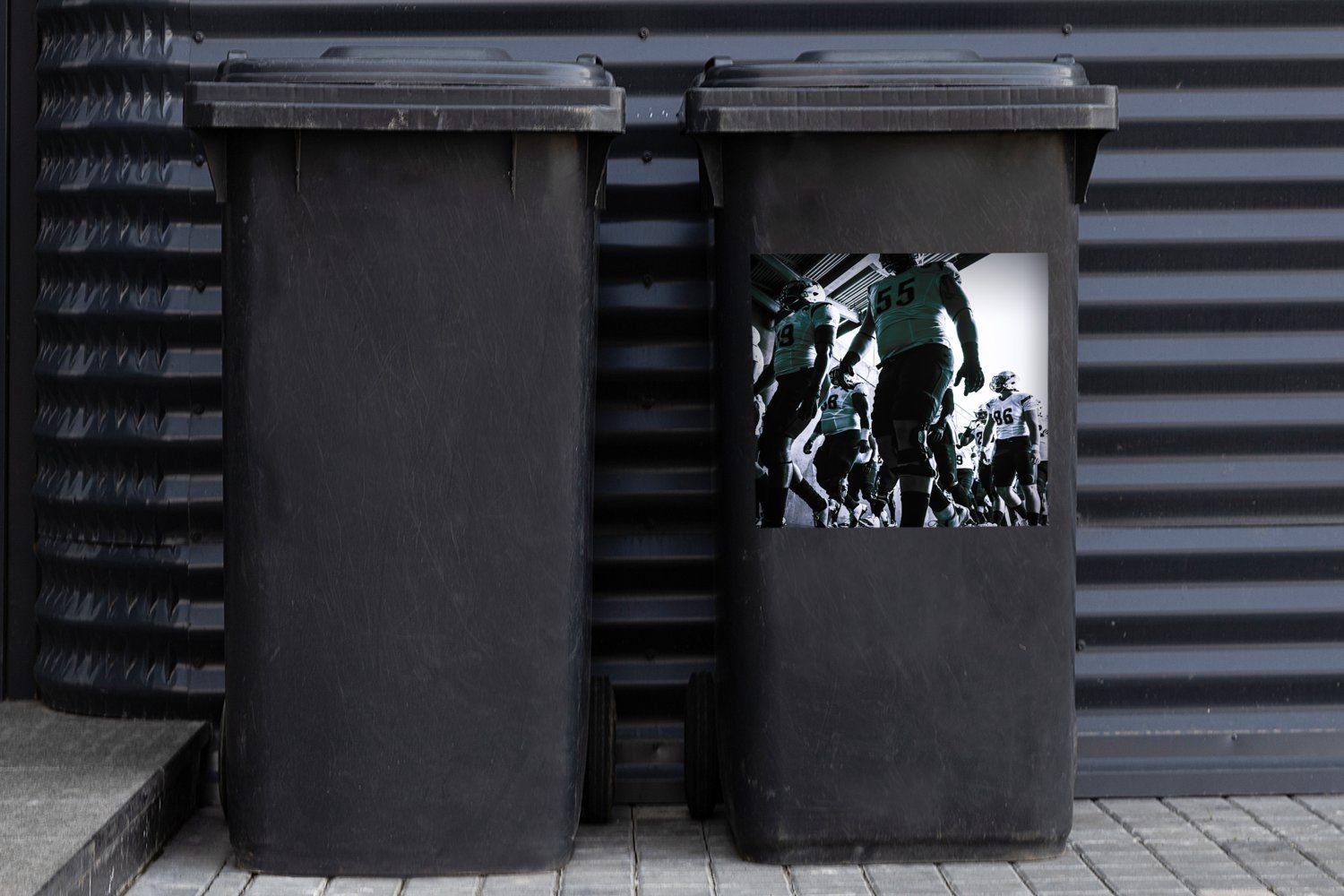 Mülltonne, betritt (1 Container, Stadion St), American-Football-Mannschaft Abfalbehälter Mülleimer-aufkleber, MuchoWow Sticker, Wandsticker ein