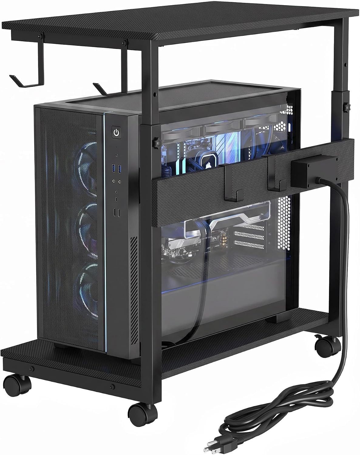 GarveeMore Standhalterung Rollbarer PC-Ständer & CPU-Halterung, Höhenverstellbar mit Rollen