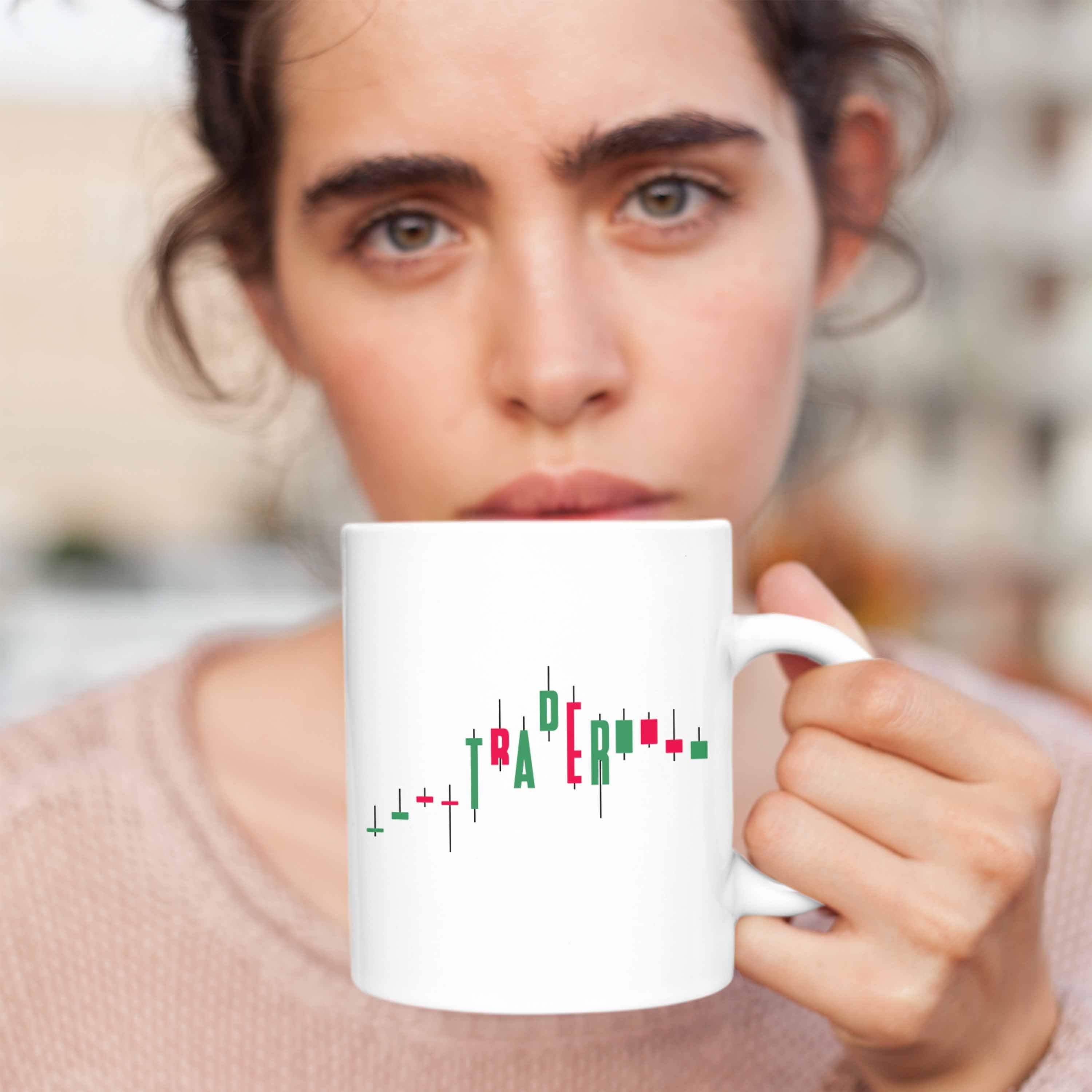 Aktien Tasse Trendation Investment "Trader" Geschenk Lustiges Börse Aktien für Weiss Tasse