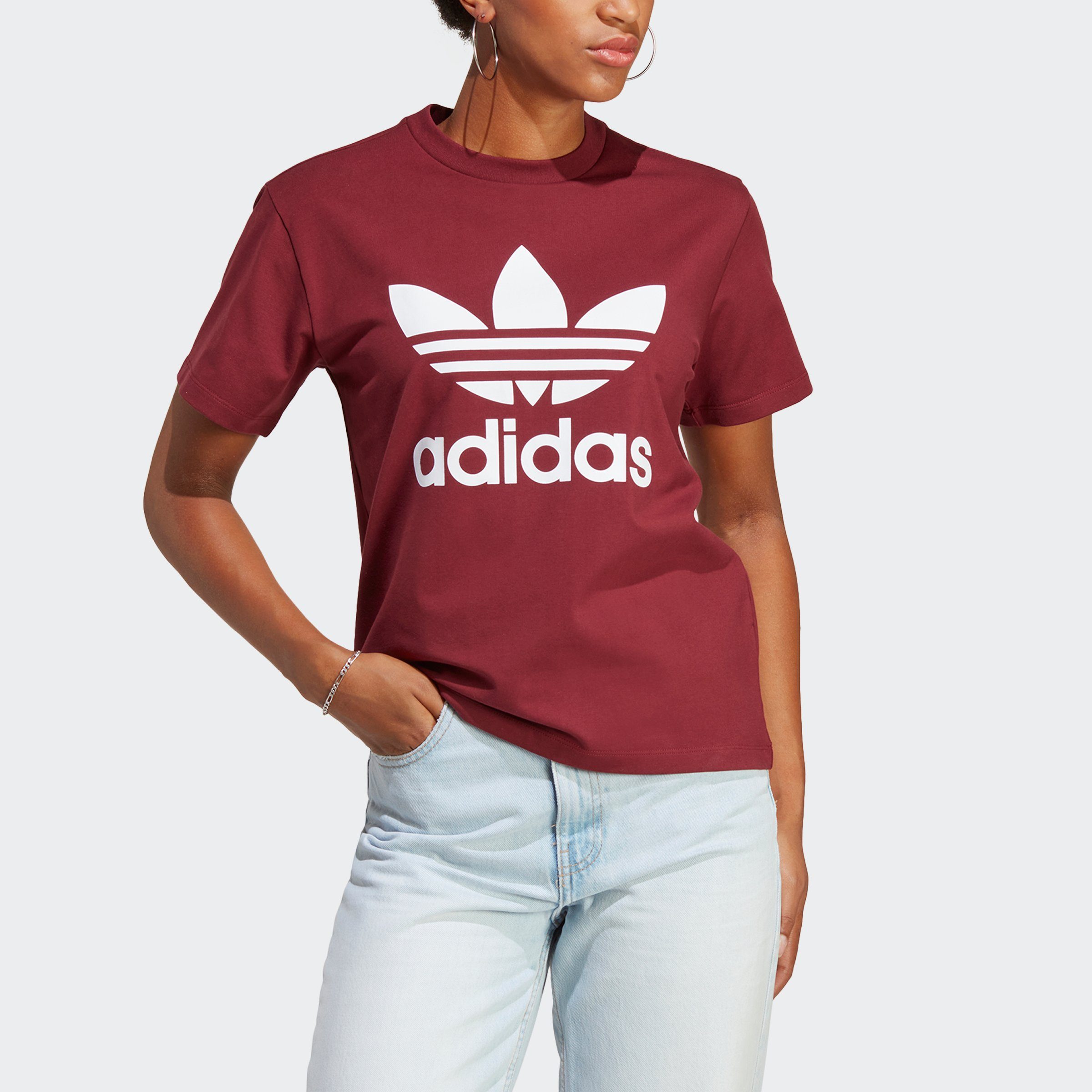 [Neueste Mode] adidas Originals T-Shirt ADICOLOR CLASSICS TREFOIL Shadow Red
