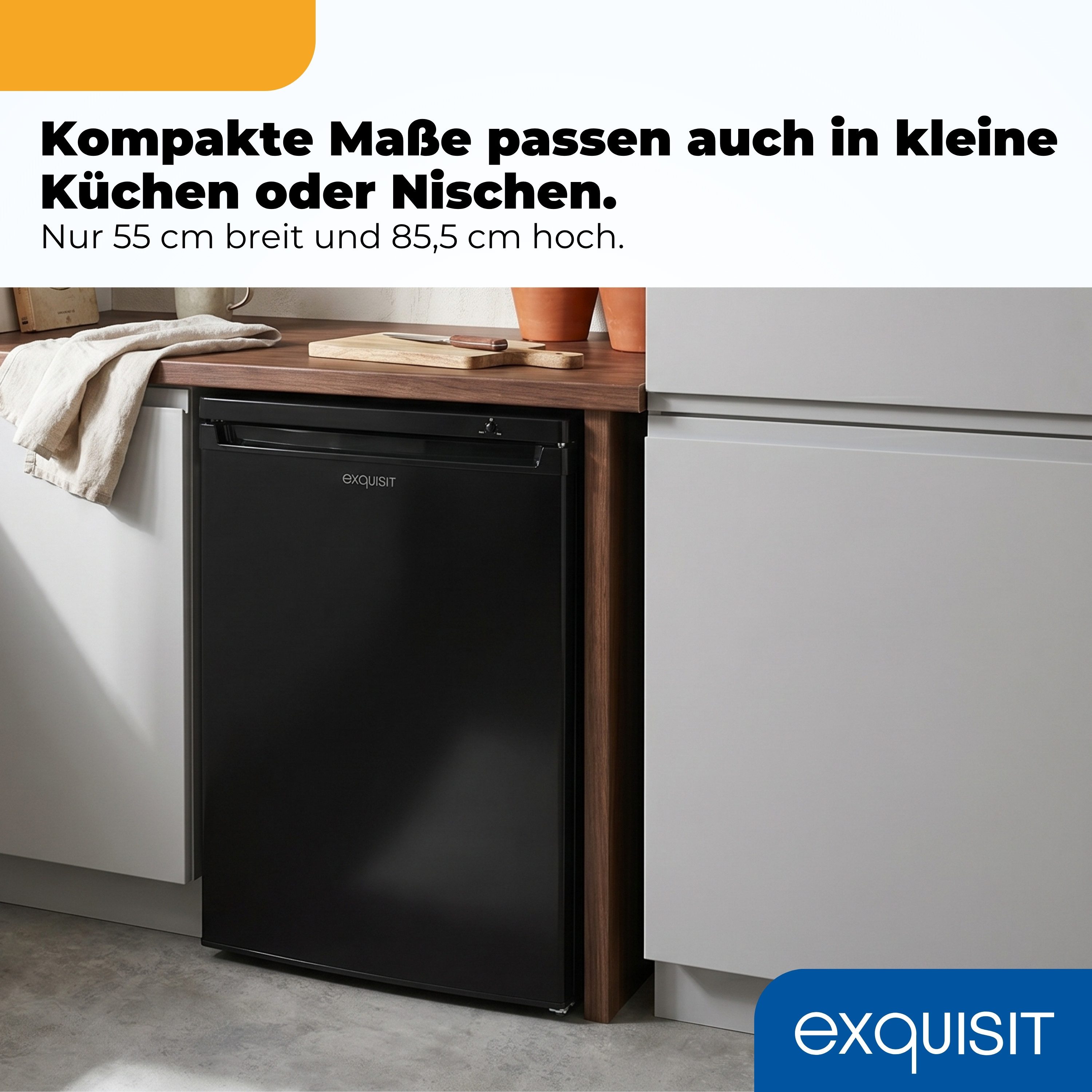 exquisit Gefrierschrank GS512-040E, 85.5 cm hoch, 55 cm breit, 91 l Nutzinhalt, 4 Gefrierschubladen, 40 dB Geräusch, Geräuschklasse C