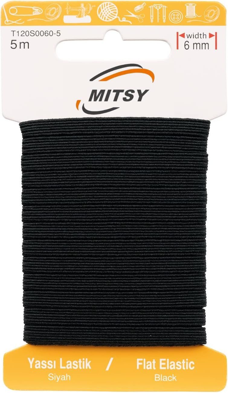 MITSY Gummibänder elastisches Gummiband 1,5/3/5/6/8/10/20/30 mm Gummilitze 5/10/25/100 m, Reißfest, Stark für Kleidung & DIY, ISO 9001/14001/OHSAS zertifiziert