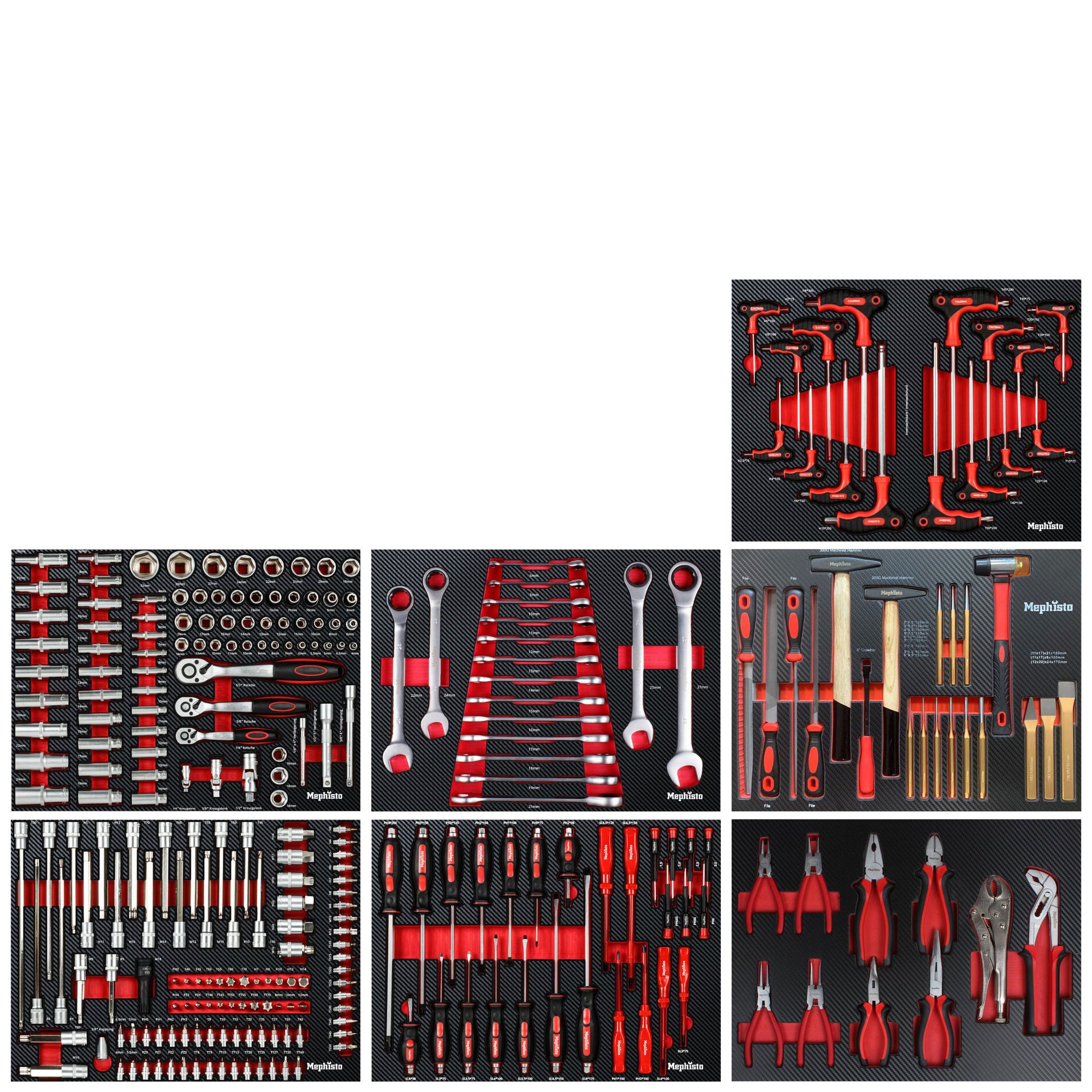 Mephisto-Tools Werkzeugset, (Set), metrisch, inkl. Soft Inlay in Carbon-Optik passend zu WZW 71011