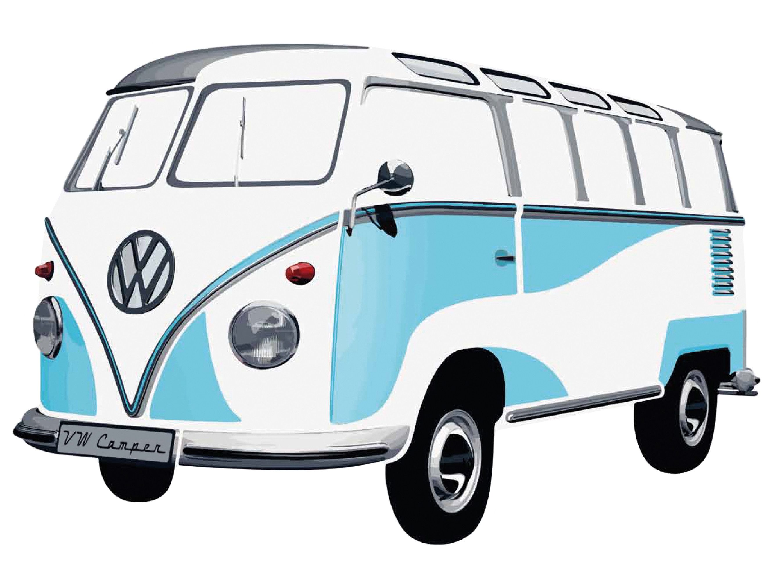 VW Collection by BRISA Wandtattoo Volkswagen Wandaufkleber, Selbstklebende Wanddekoration im VW T1 Bulli-Design