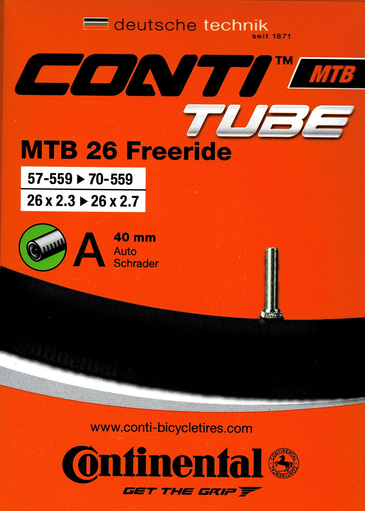 Fahrradschlauch Continental MTB 26 Freeride Schlauch 26 Zoll AV (57/70-559) AV 40mm