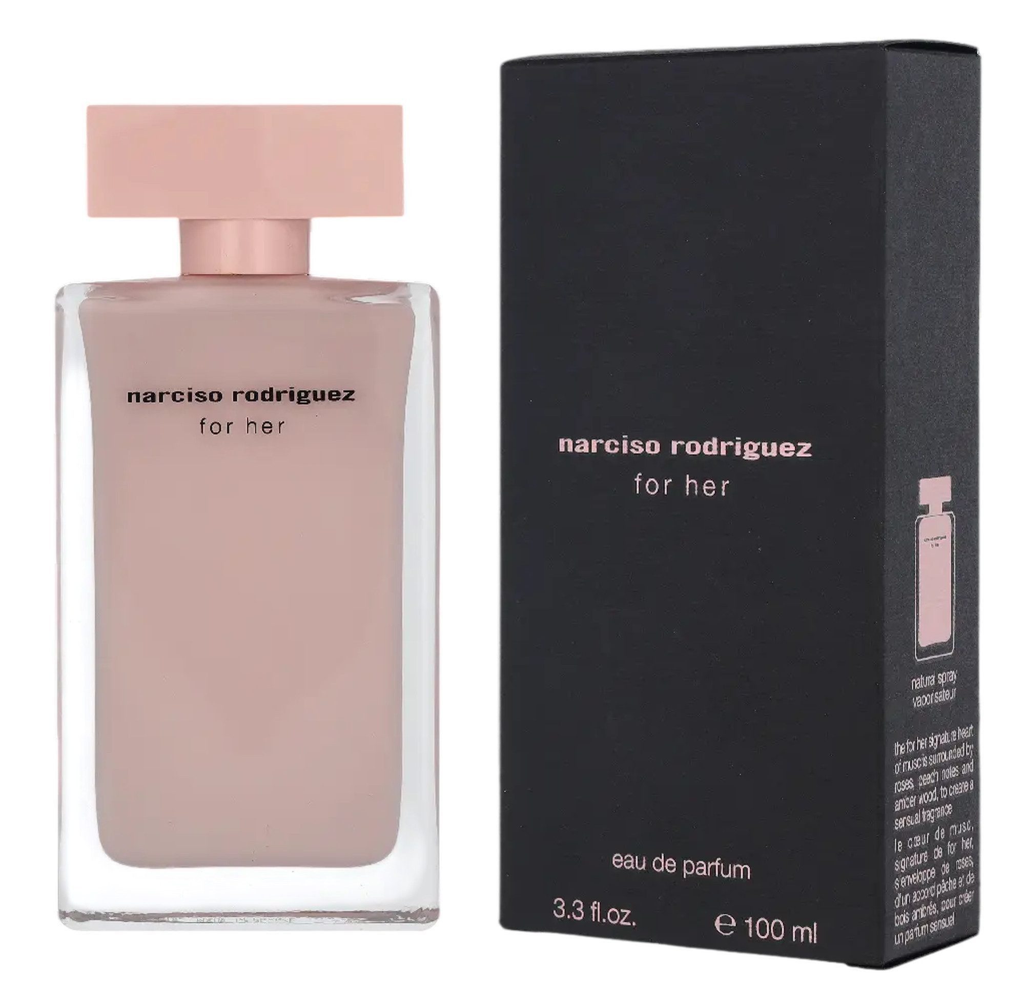 narciso rodriguez Eau de Parfum For Her EDP Damen Spray, Blumiger-moschus Duft mit Sandelholz, Rose, Pfirsich und Patchouli